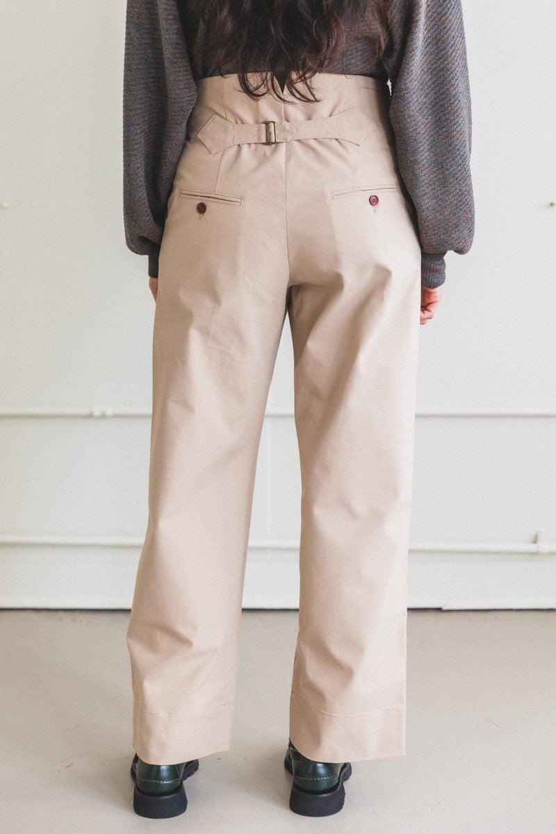 DEXTER PANT IN KHAKI COTTON TWILL