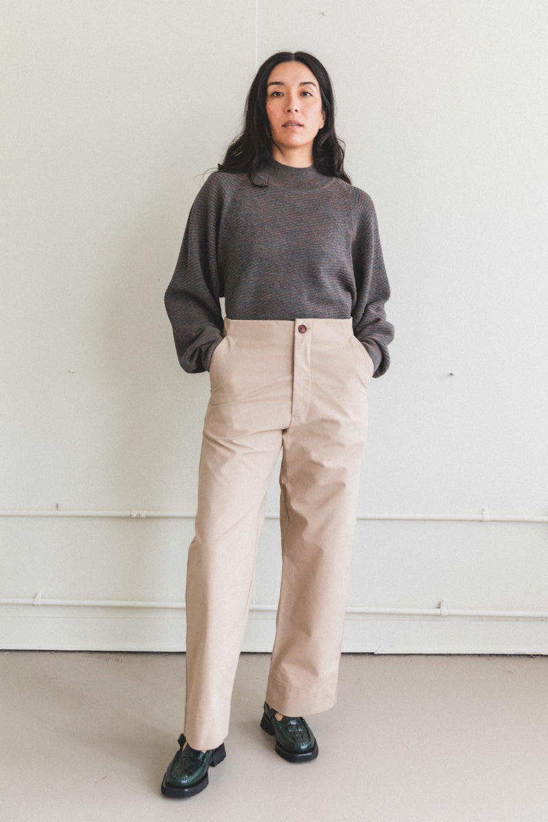 DEXTER PANT IN KHAKI COTTON TWILL