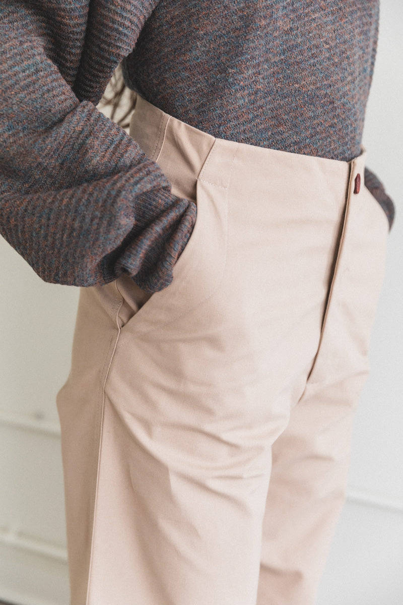DEXTER PANT IN KHAKI COTTON TWILL