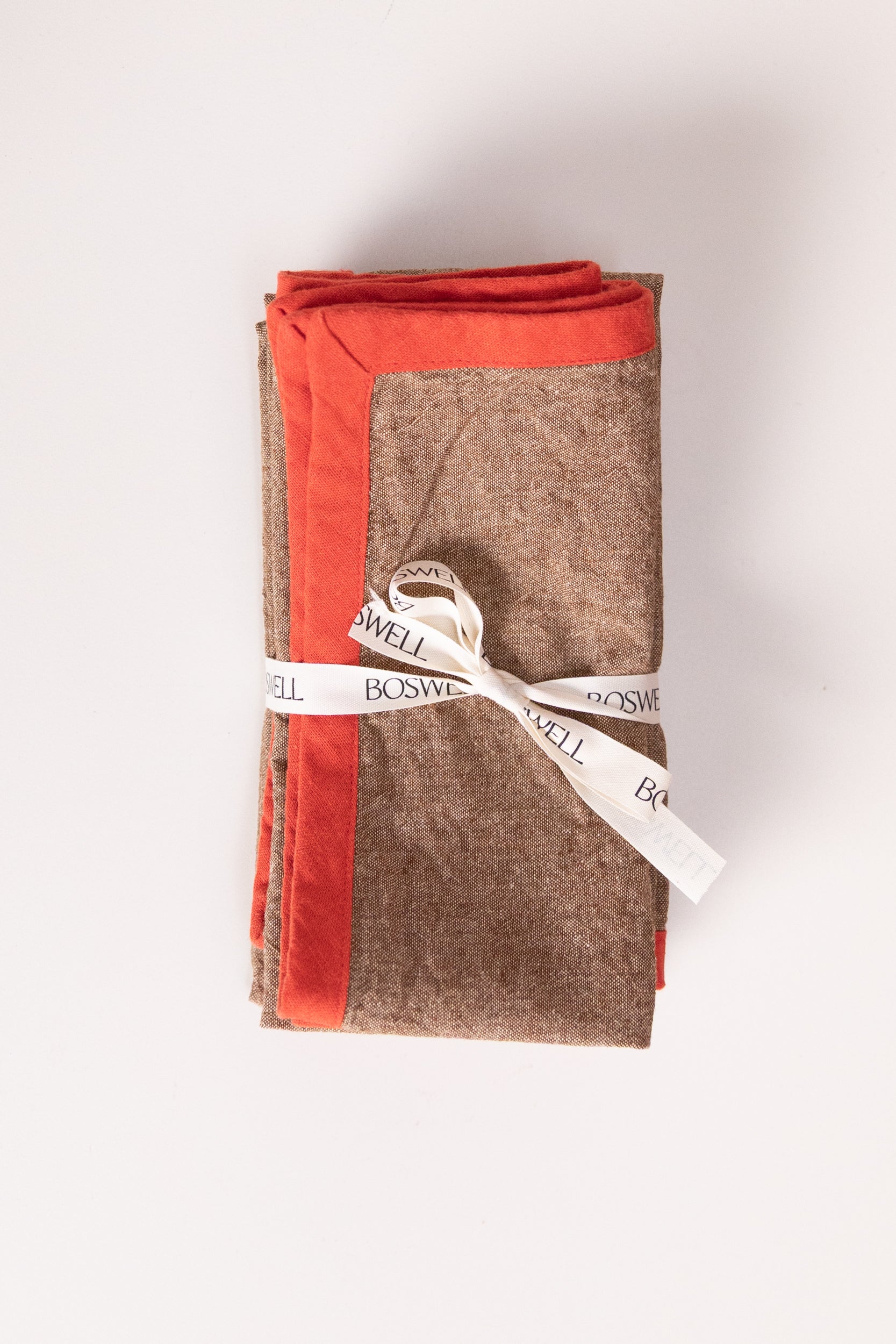 EDGED NAPKINS IN BROWN LINEN - SET OF FOUR