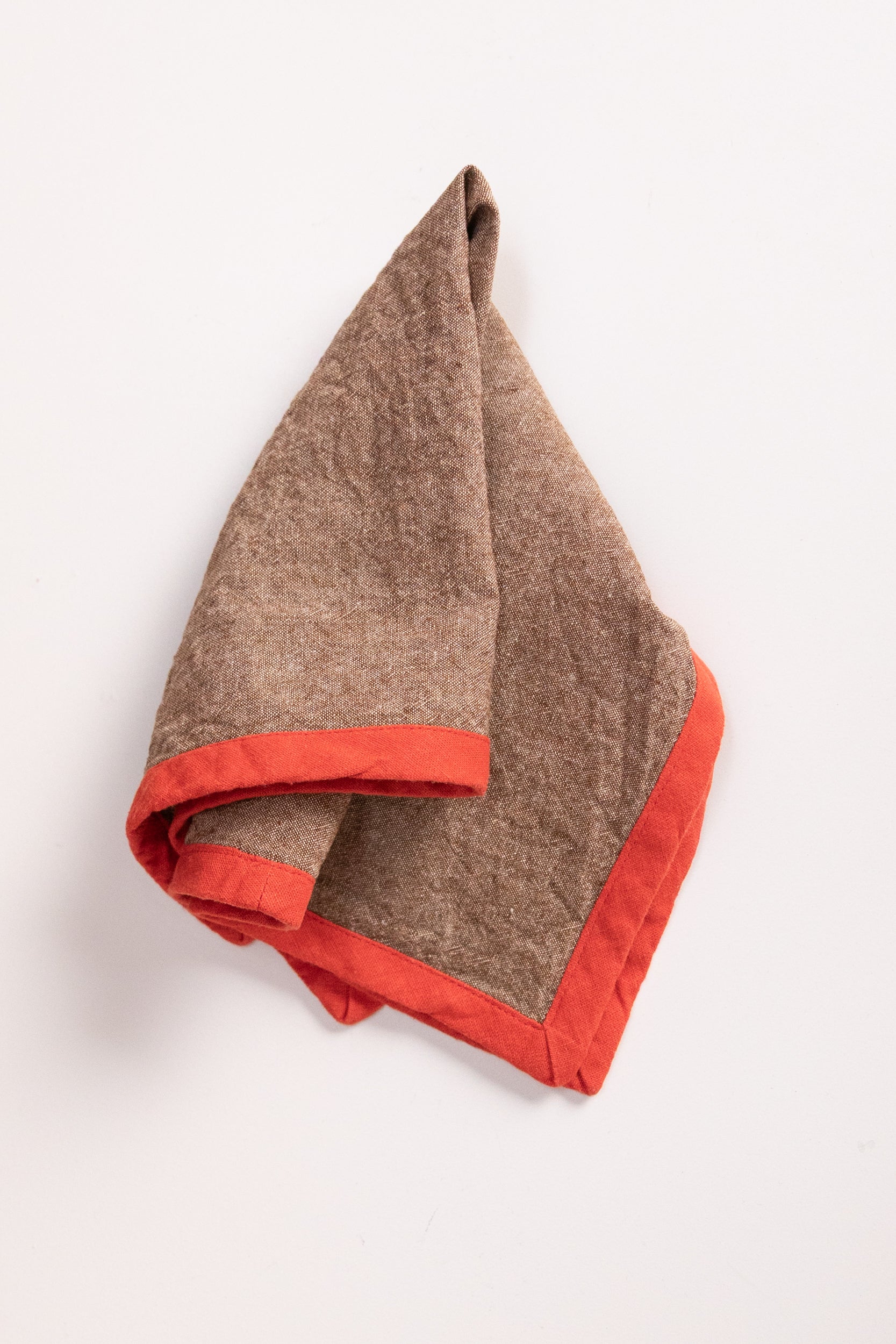 EDGED NAPKINS IN BROWN LINEN - SET OF FOUR