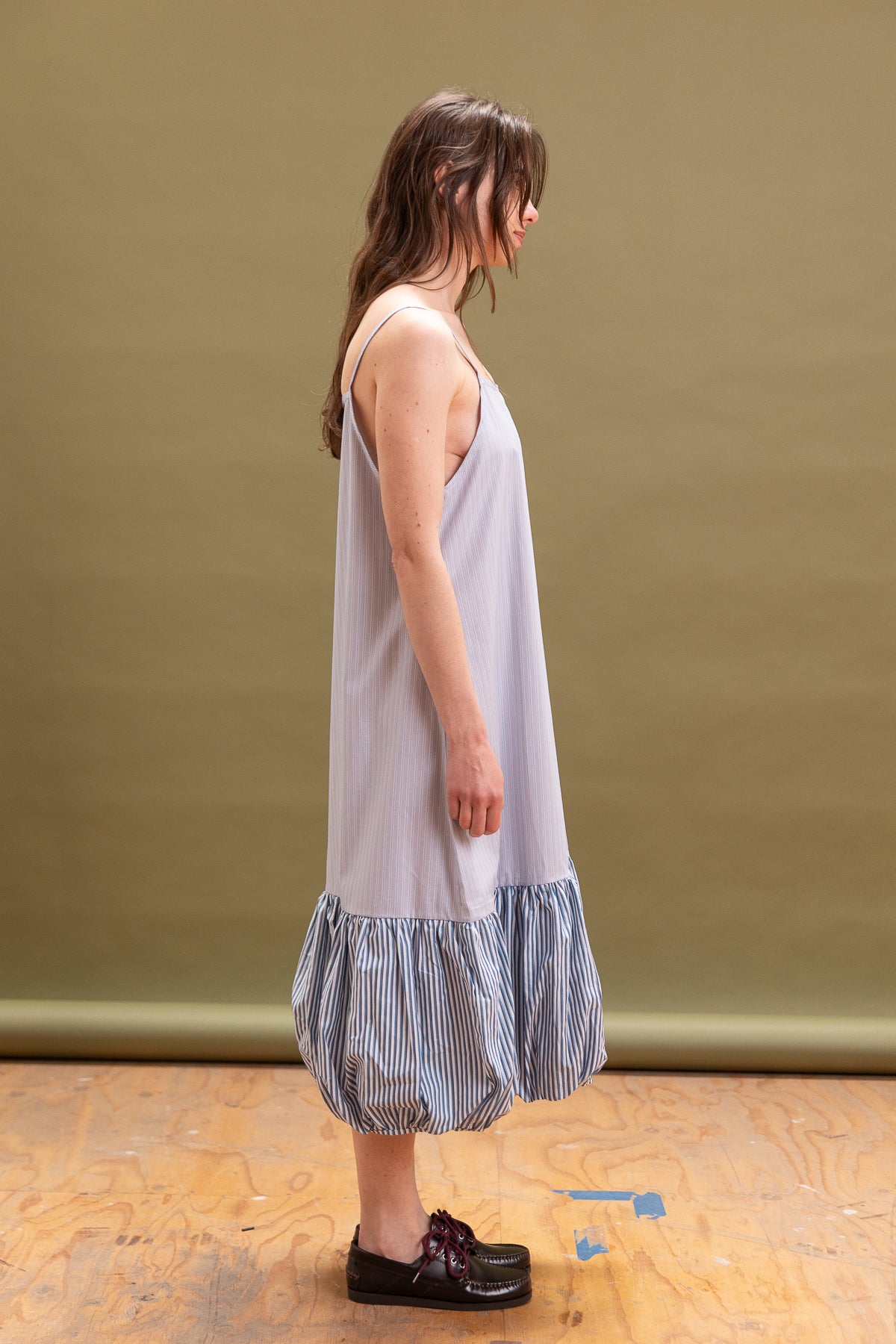 DENNIS DRESS IN BLUE MULTI STRIPE