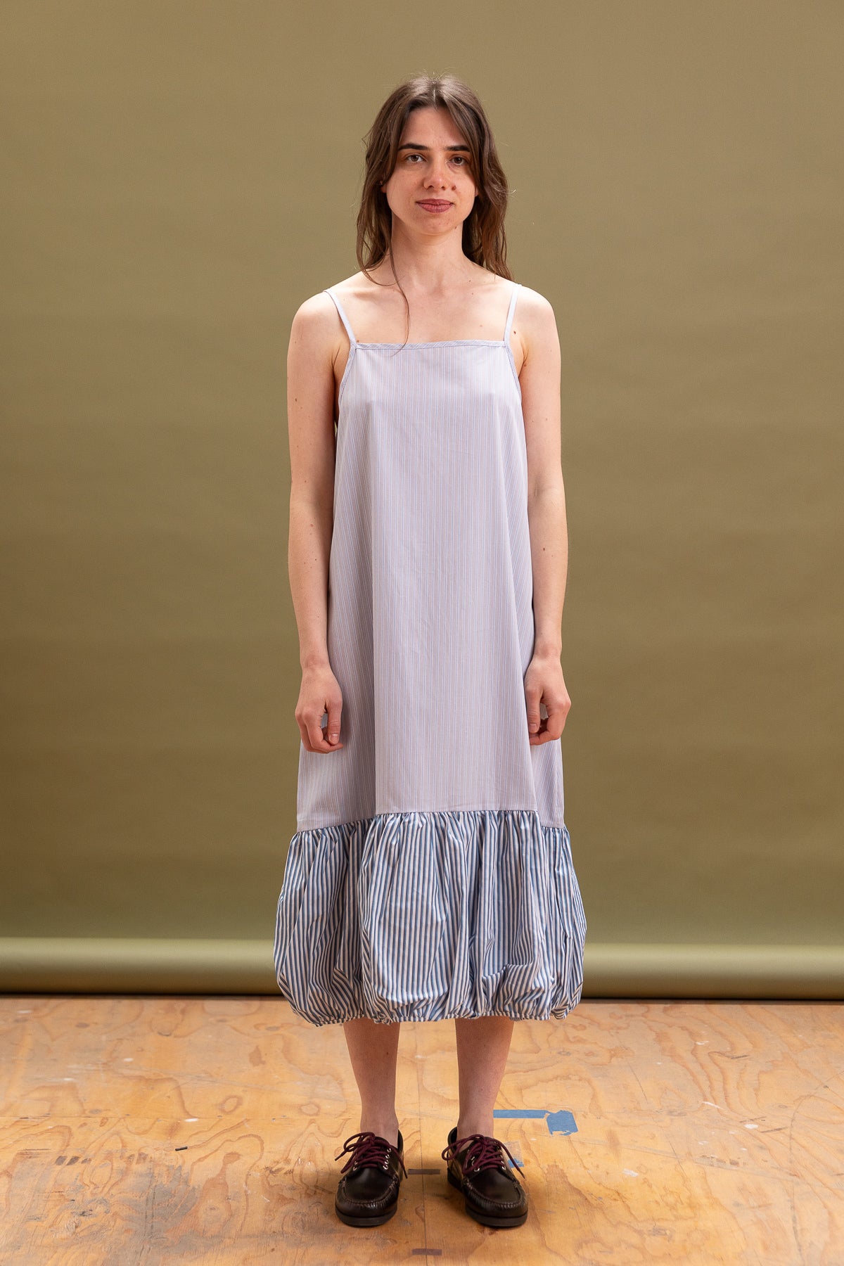 DENNIS DRESS IN BLUE MULTI STRIPE