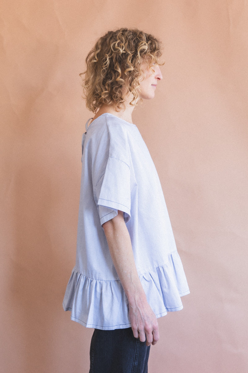 EVAN BLOUSE IN BLUE AND WHITE STRIPE