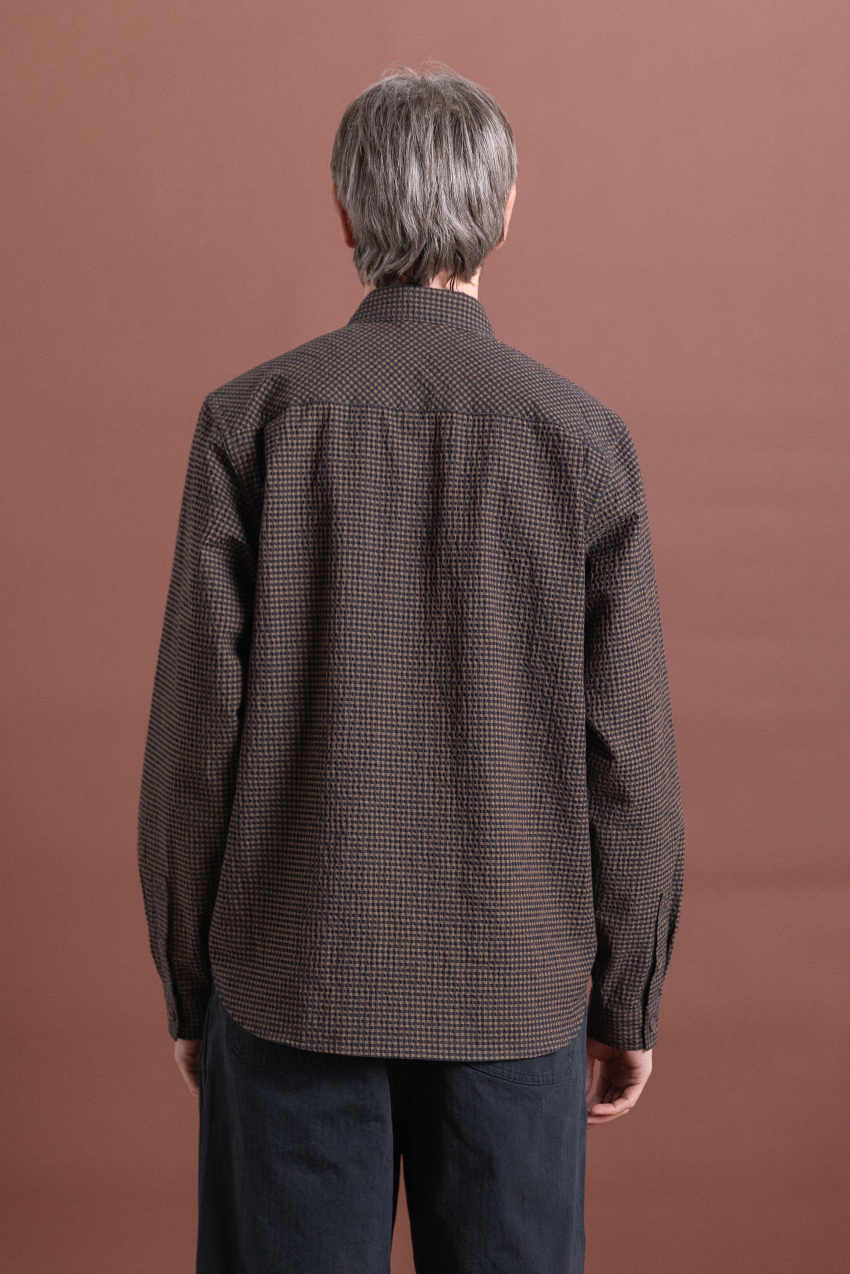 TWO POCKET SHIRT IN GINGHAM SEERSUCKER