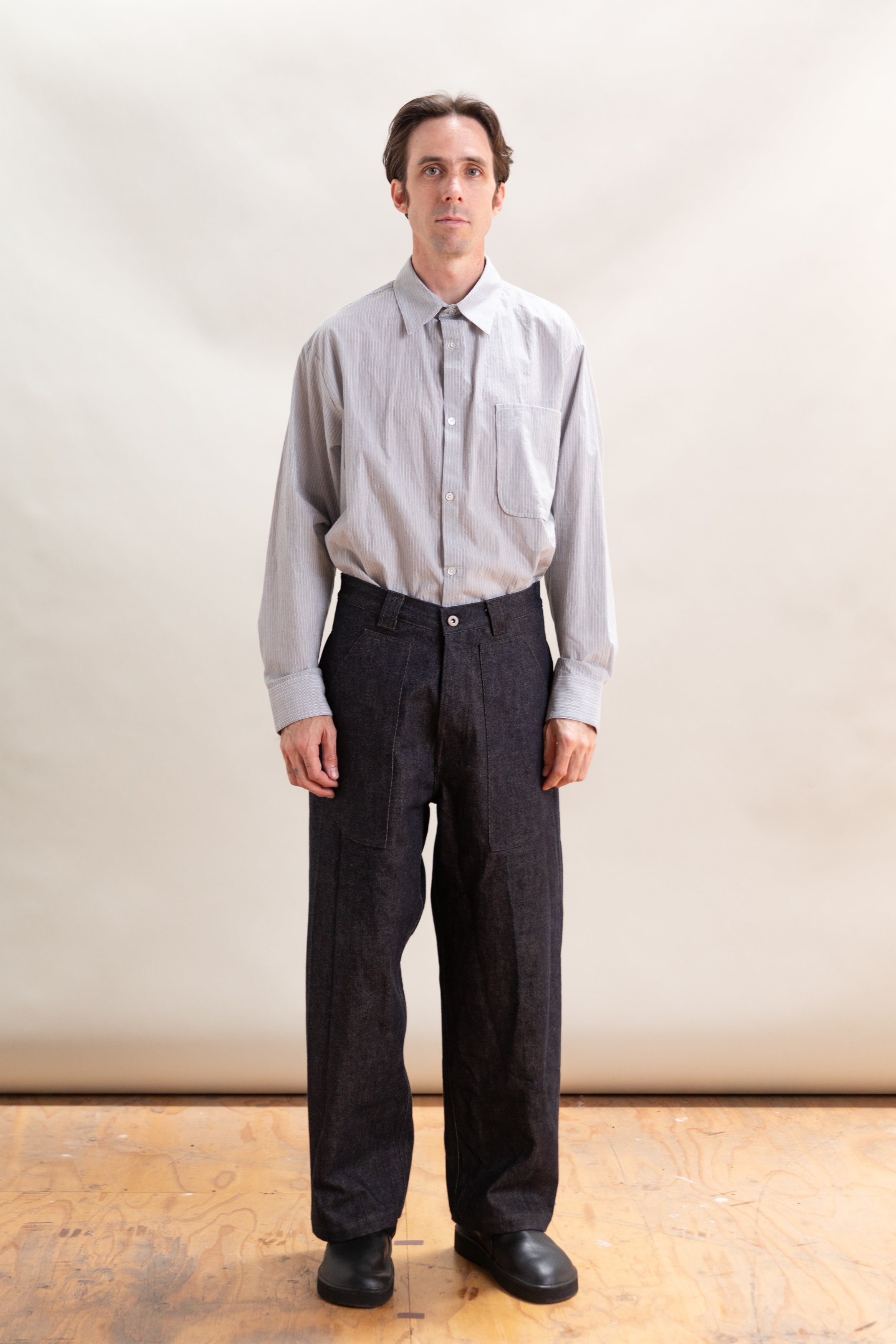 BAKER PANT IN INDIGO AND BROWN DENIM