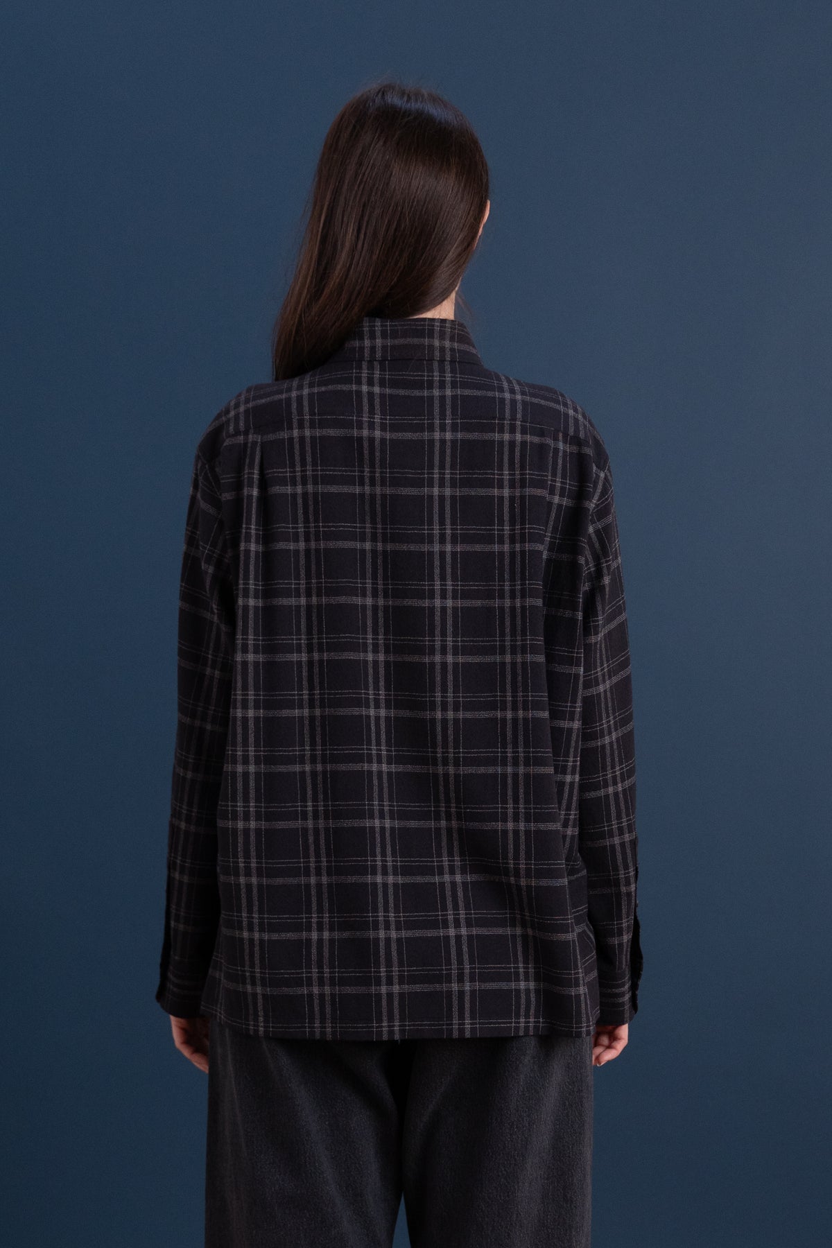 BOXY SHIRT IN GREY CHECK WOOL