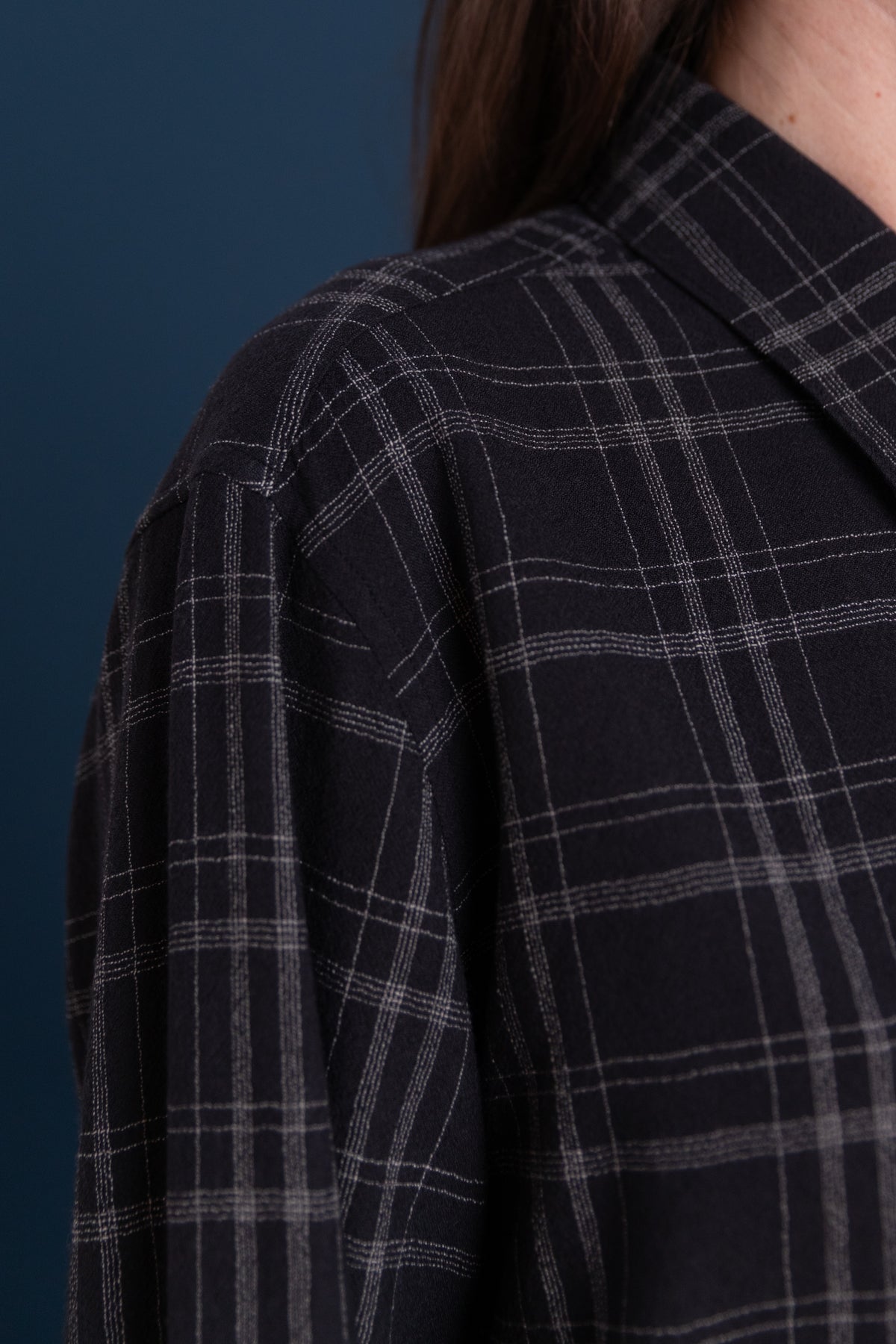BOXY SHIRT IN GREY CHECK WOOL