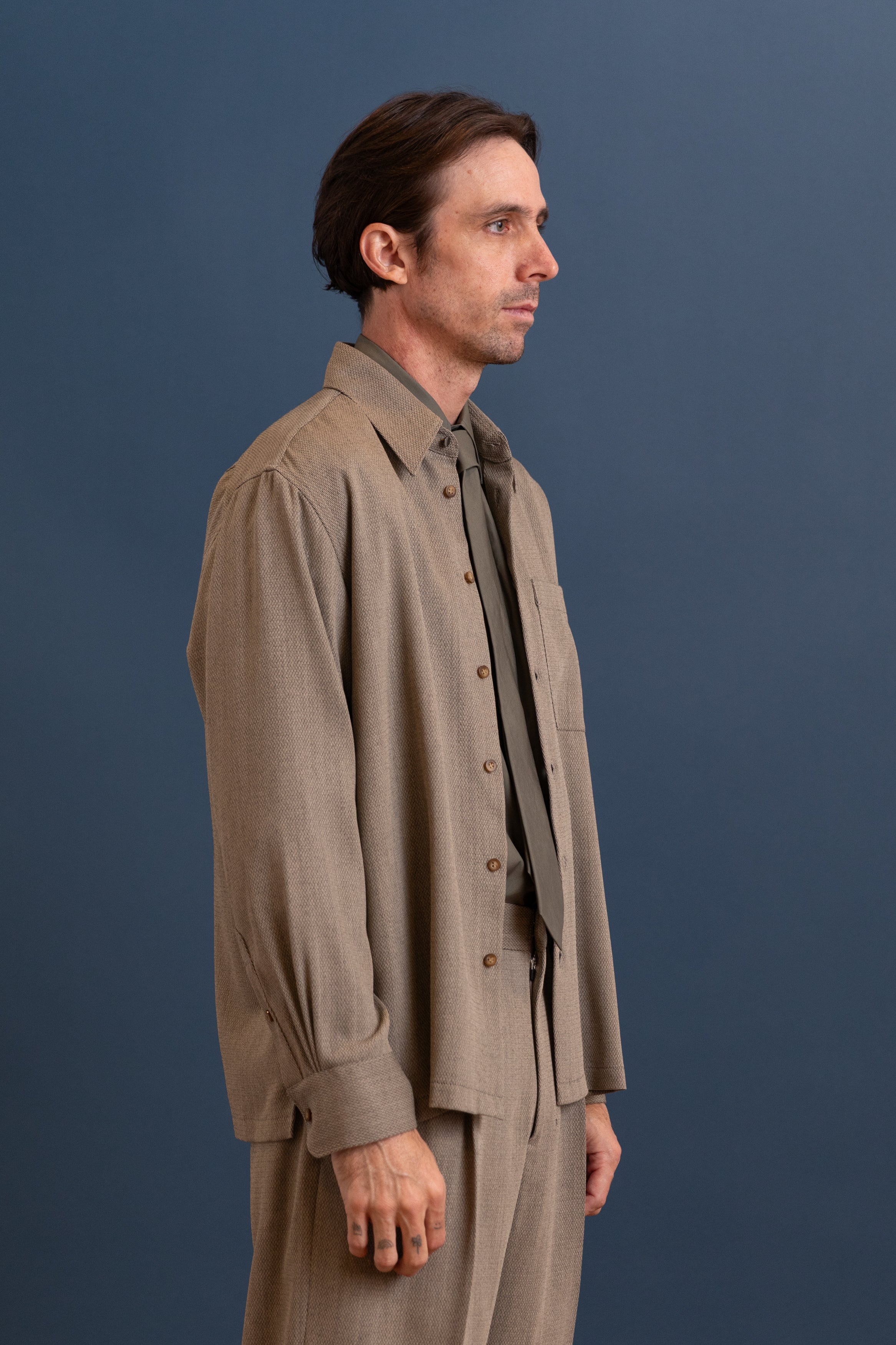 BOXY SHIRT IN GREY WOOL