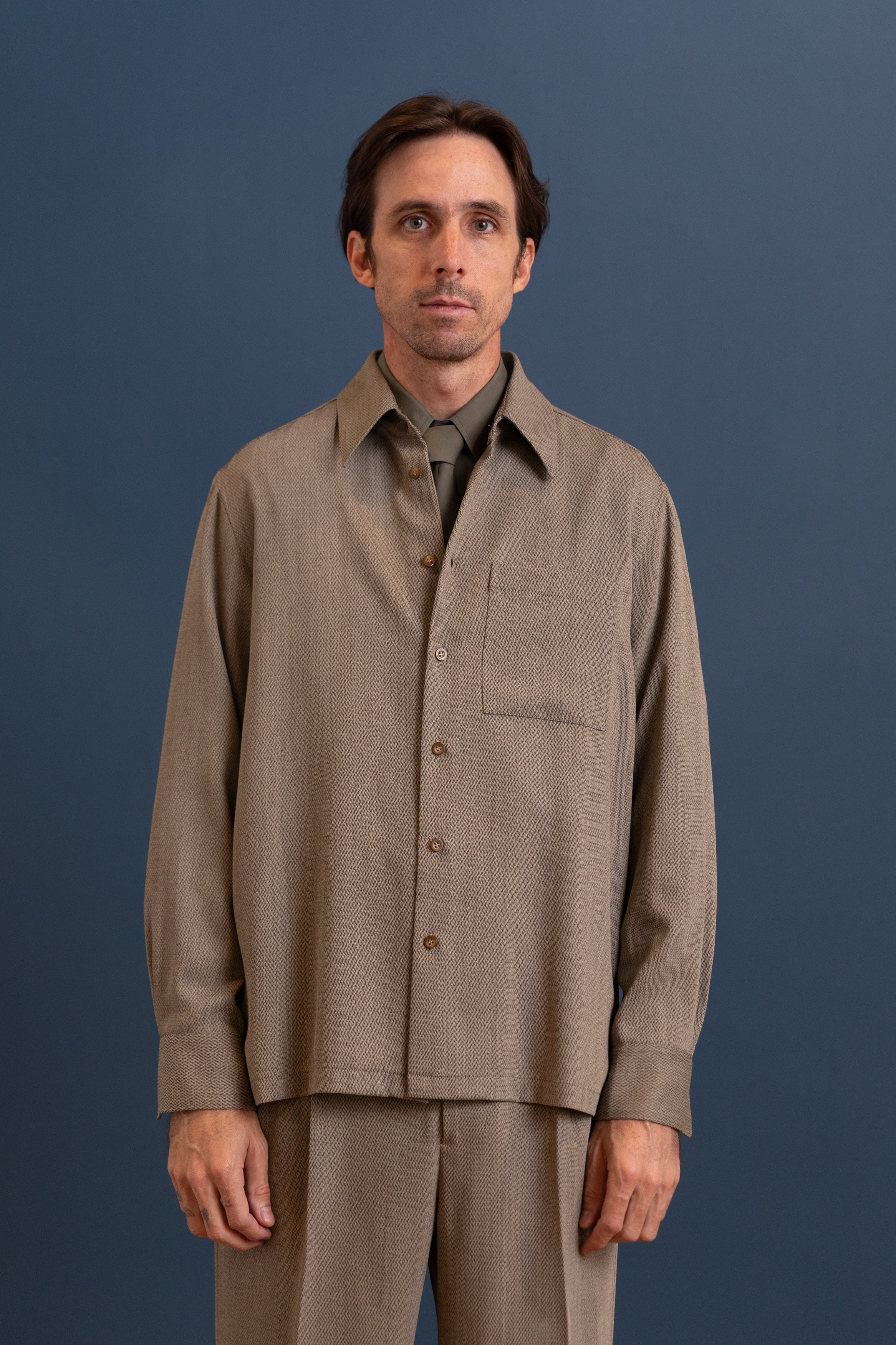BOXY SHIRT IN GREY WOOL