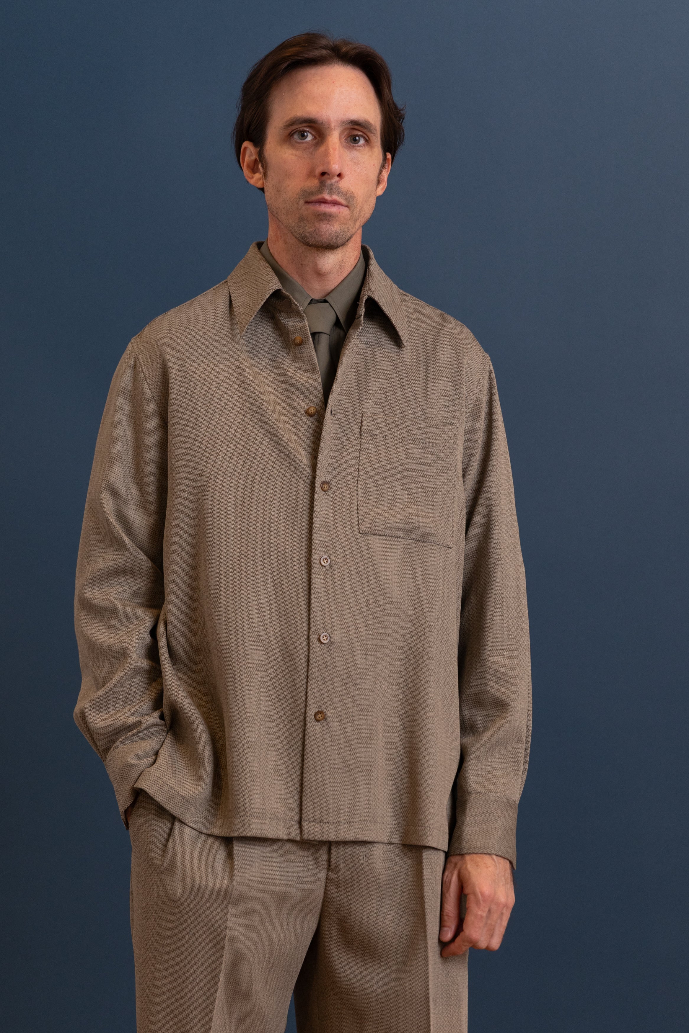BOXY SHIRT IN GREY WOOL