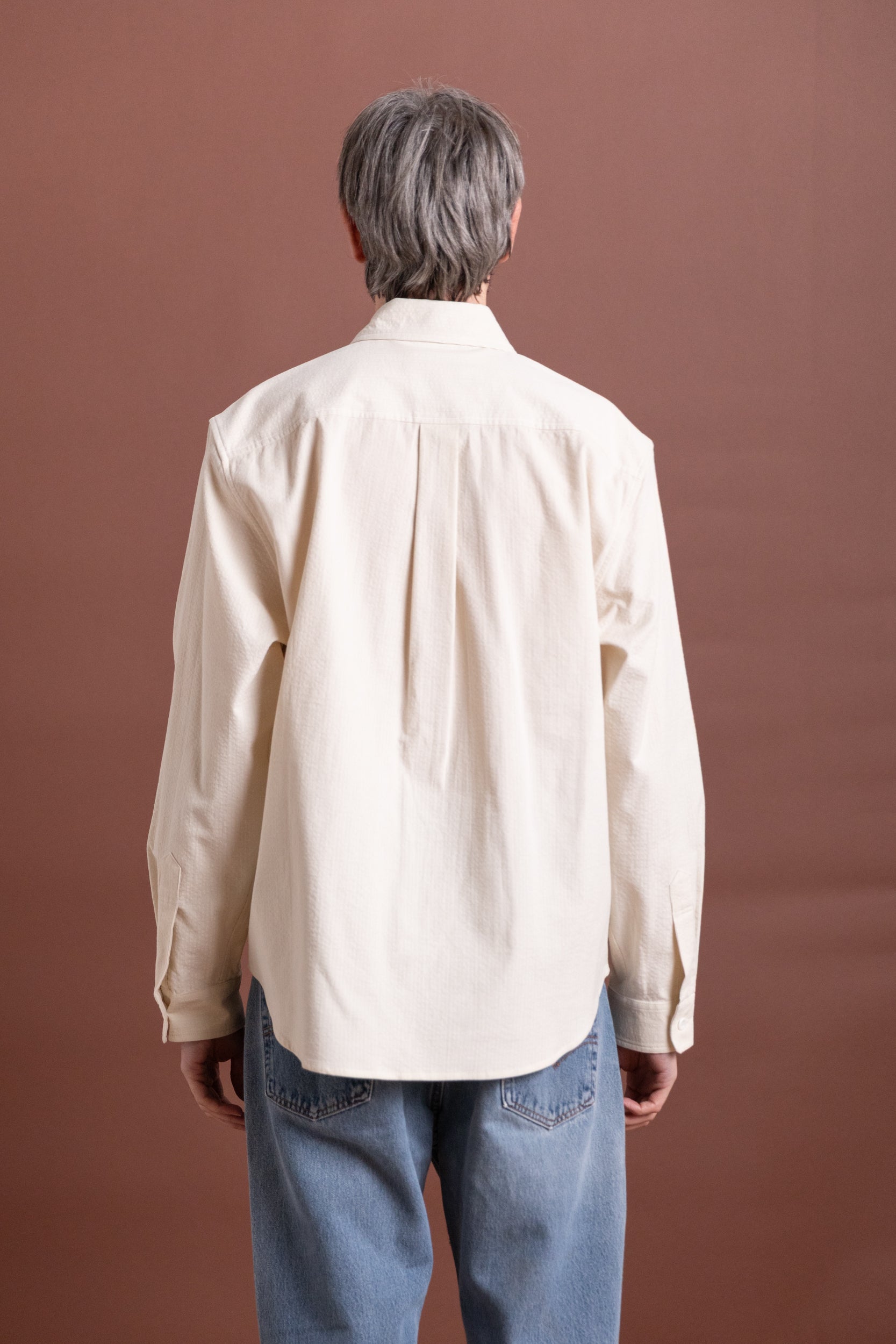 off white dress shirt FILTER SHIRT IN OFF WHITE COTTON RIPPLE CORDUROY