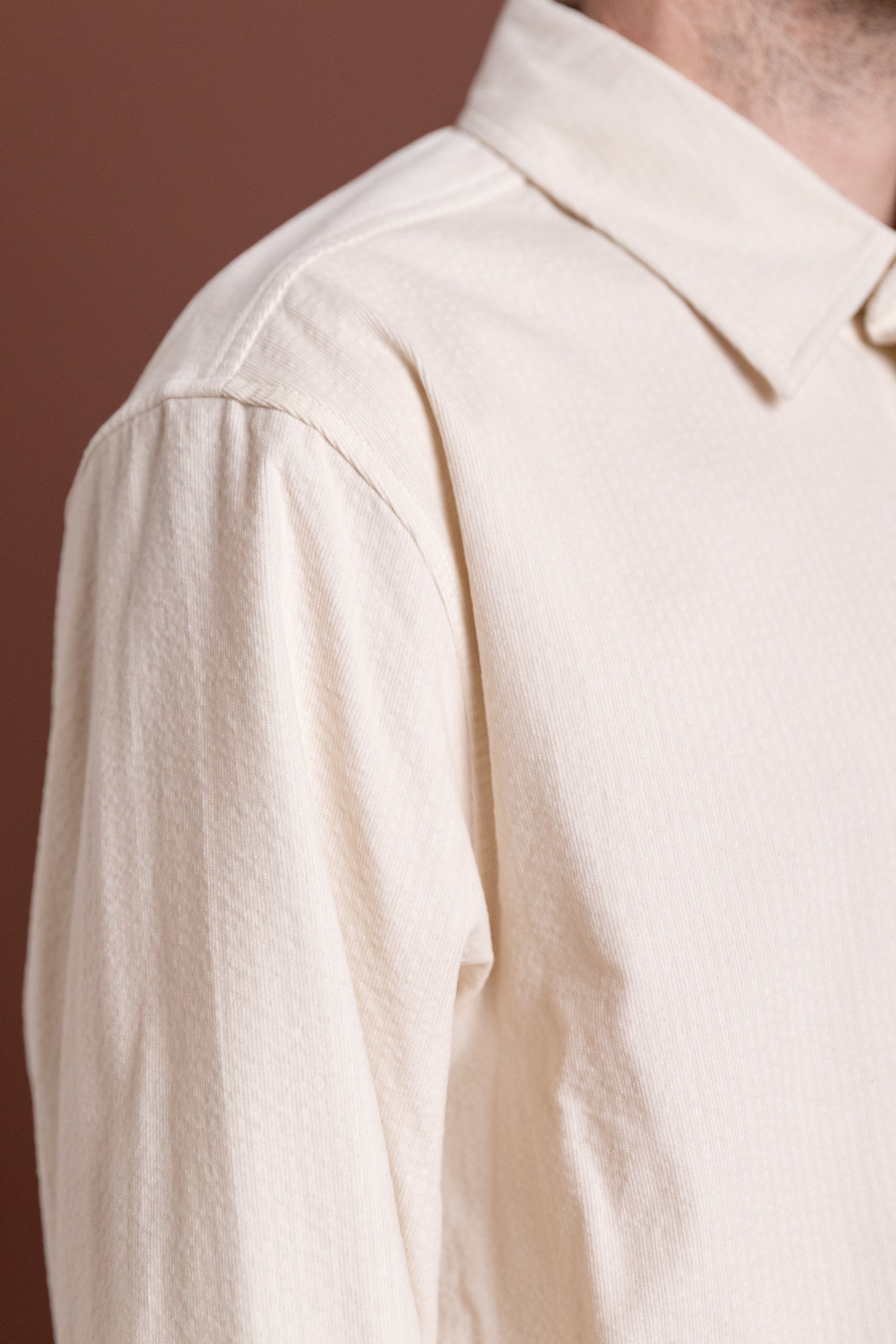 FILTER SHIRT IN OFF WHITE COTTON RIPPLE CORDUROY