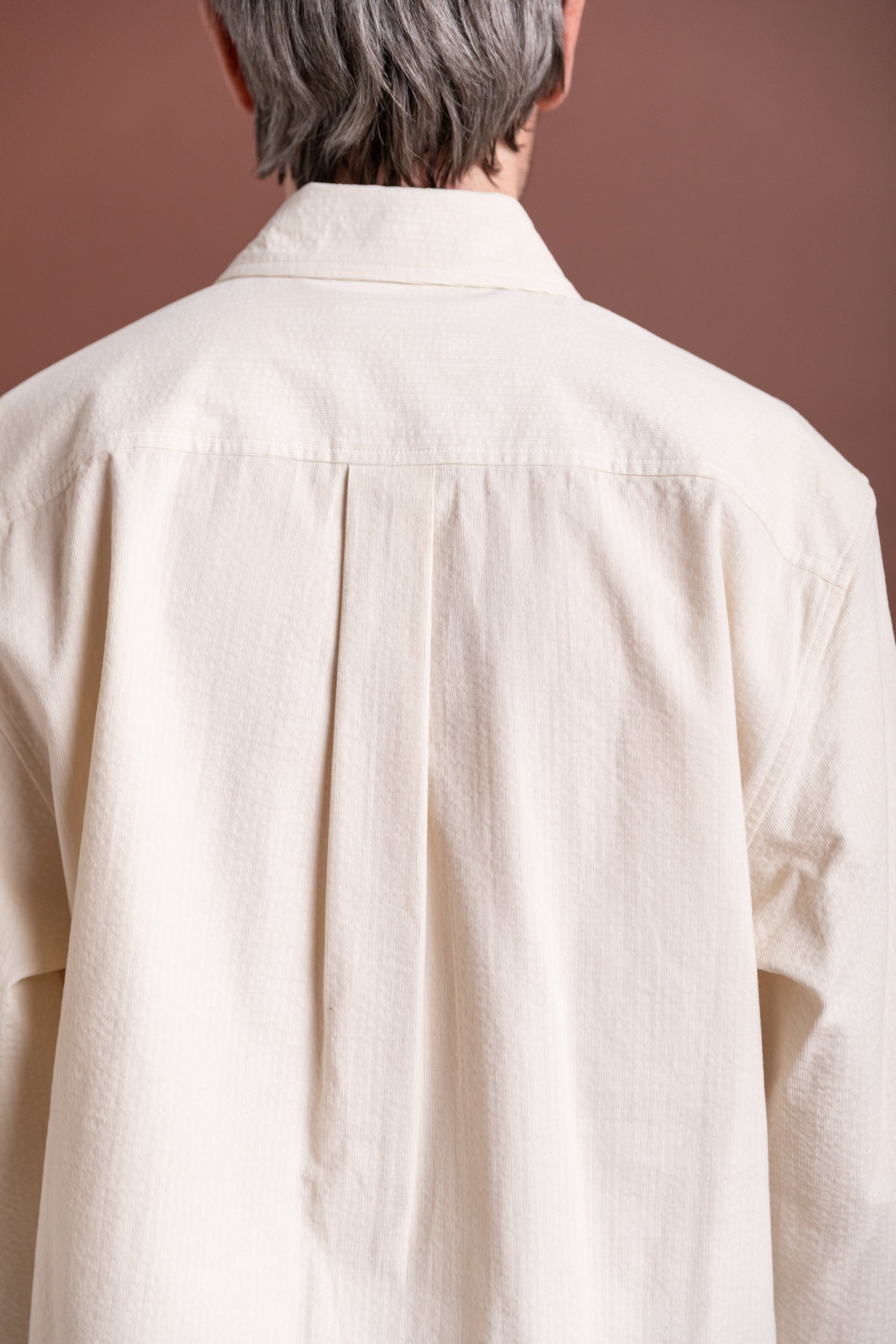 FILTER SHIRT IN OFF WHITE COTTON RIPPLE CORDUROY
