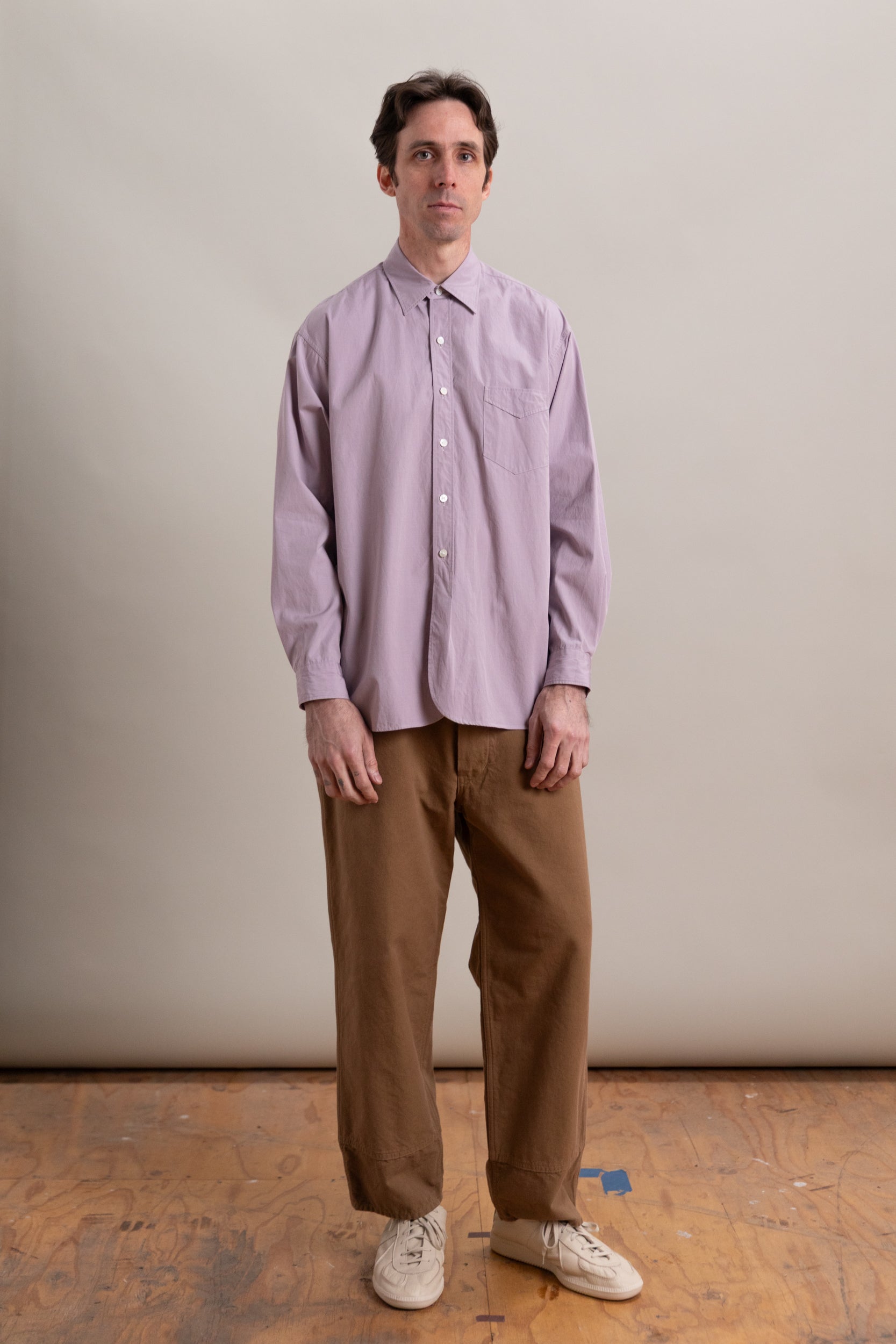 CLASSIC DRESS SHIRT IN LILAC COTTON HAKEME CHAMBRAY