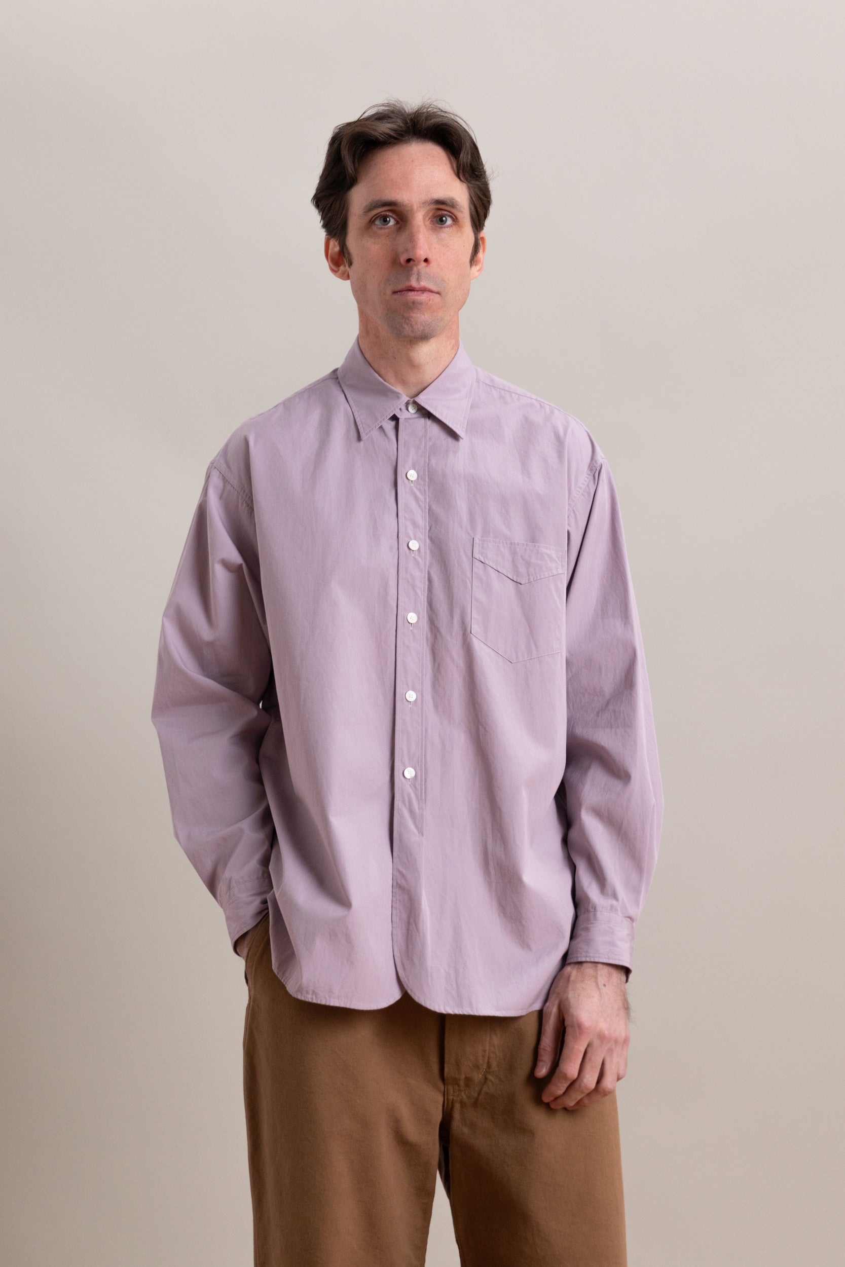 CLASSIC DRESS SHIRT IN LILAC COTTON HAKEME CHAMBRAY
