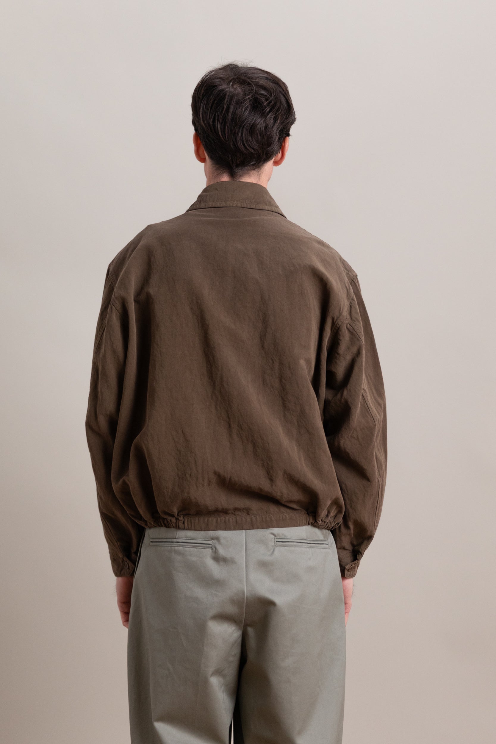 GABA ZIP BLOUSON IN CUB BROWN FINX LINEN BOIL GABARDINE