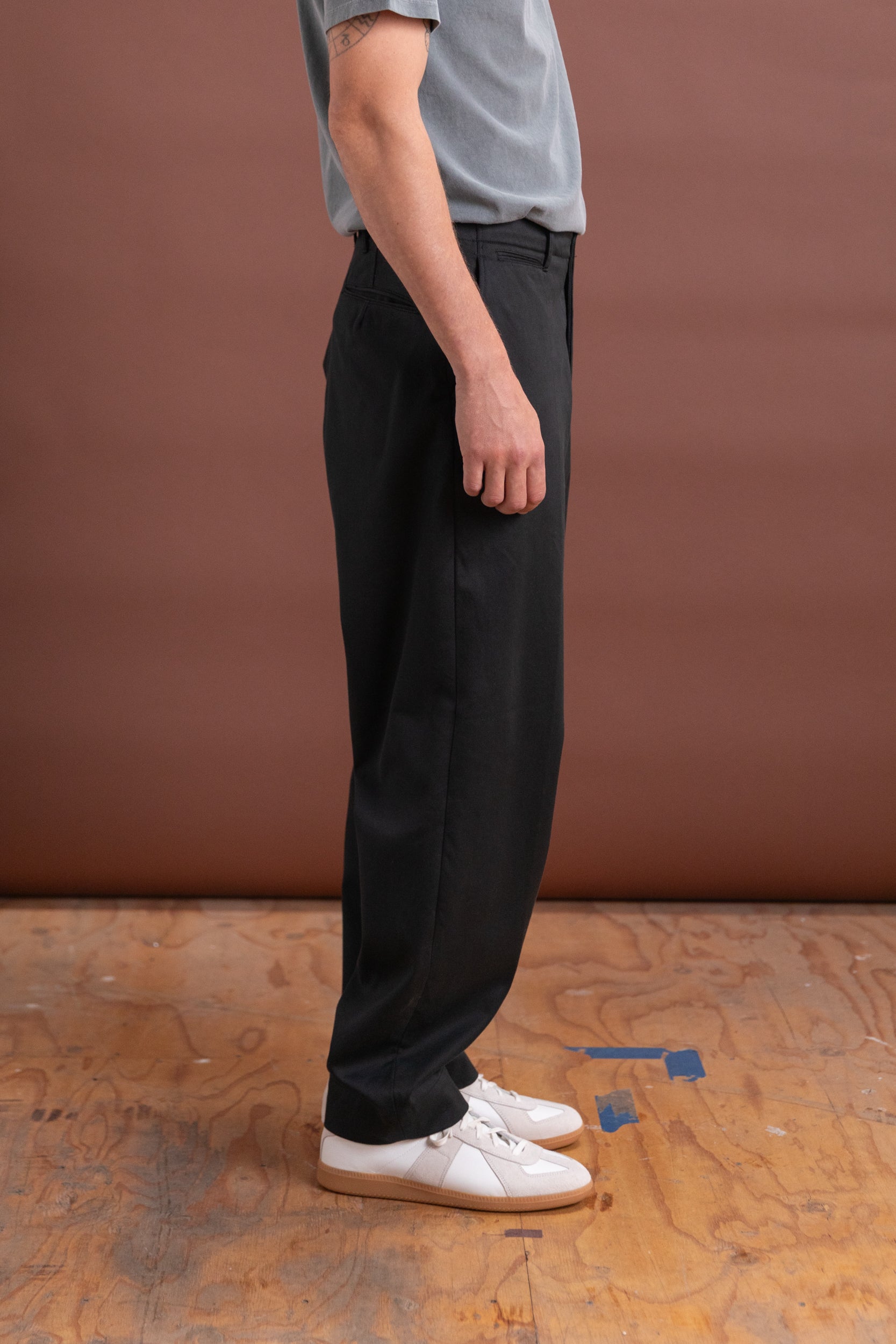 COTTON DRILL WIDE MILITARY KHAKIS IN BLACK