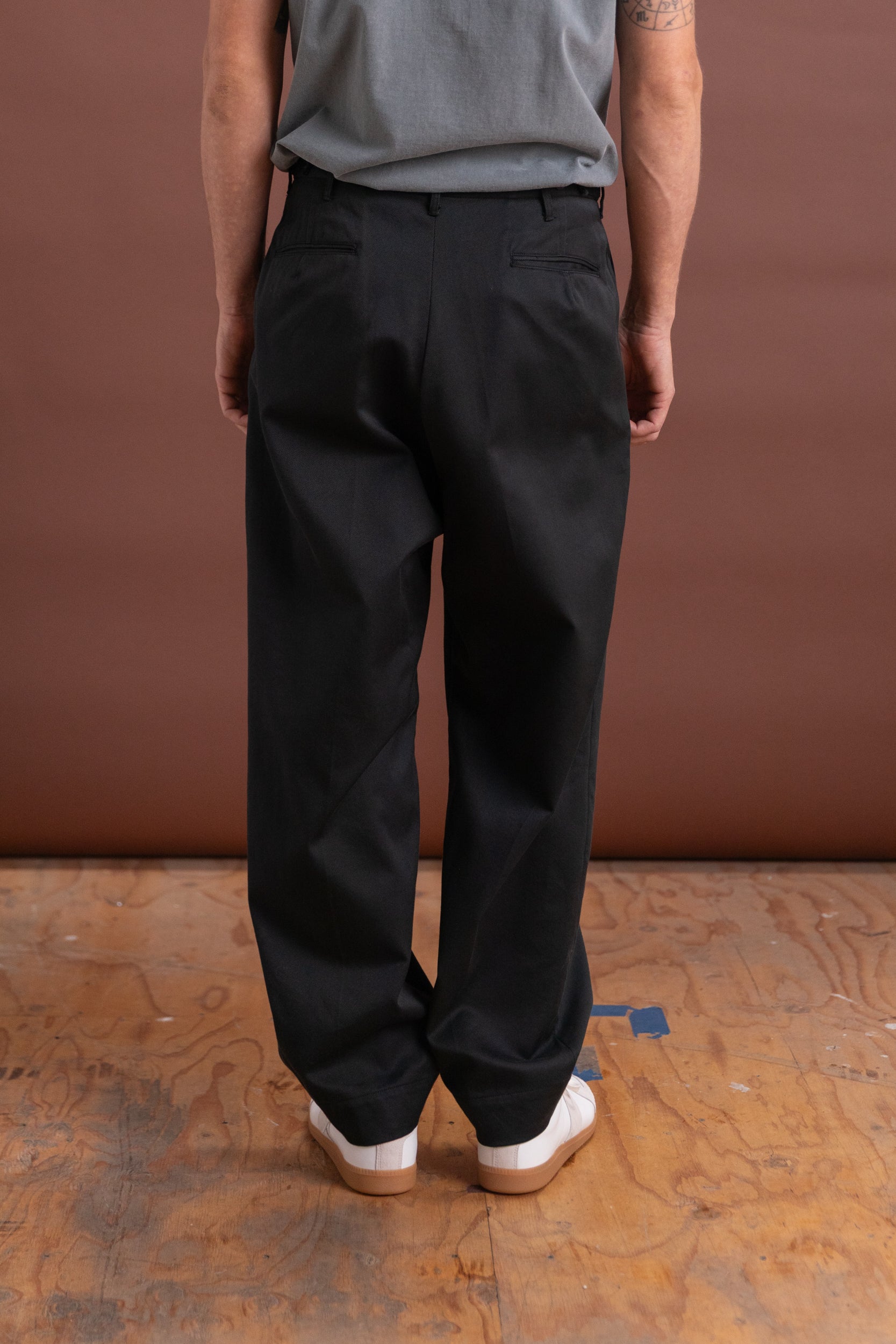 COTTON DRILL WIDE MILITARY KHAKIS IN BLACK