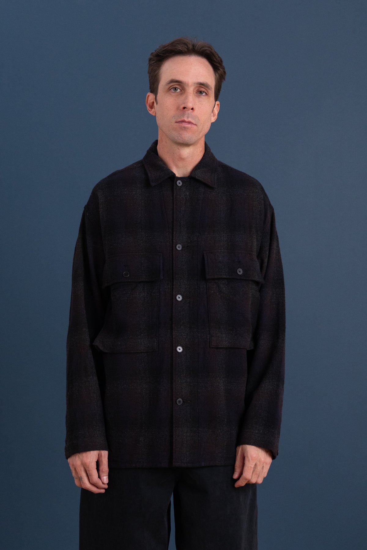FIELD SHIRT IN DARK NAVY ALPACA WOOL PLAID