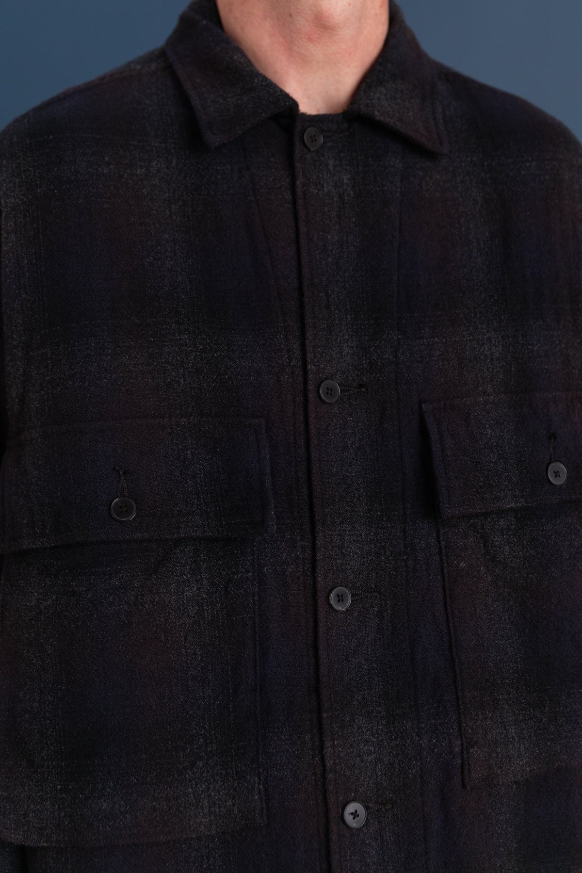 FIELD SHIRT IN DARK NAVY ALPACA WOOL PLAID