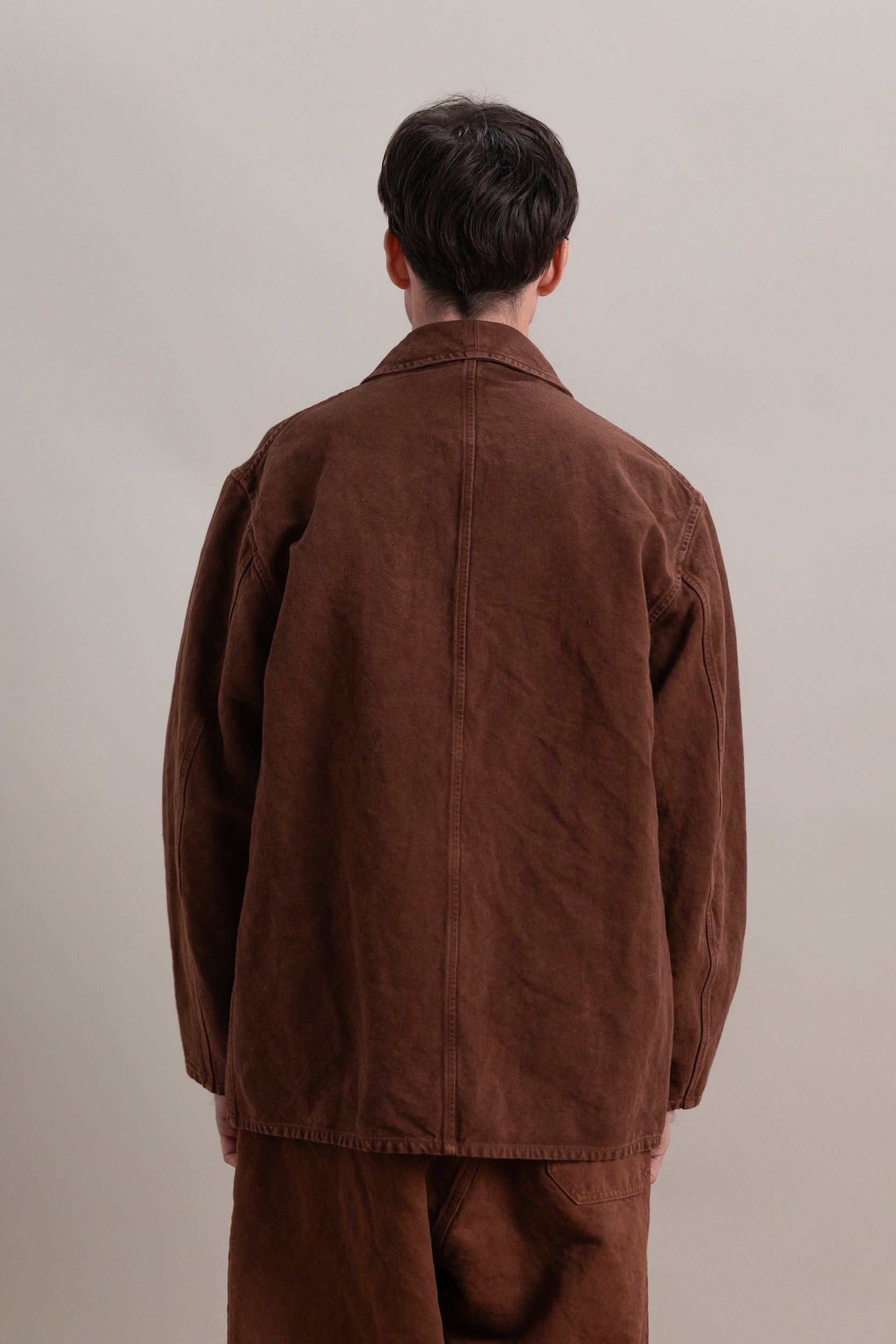 HUNT JACKET IN BROWN HEAVY COTTON HEMP OXFORD
