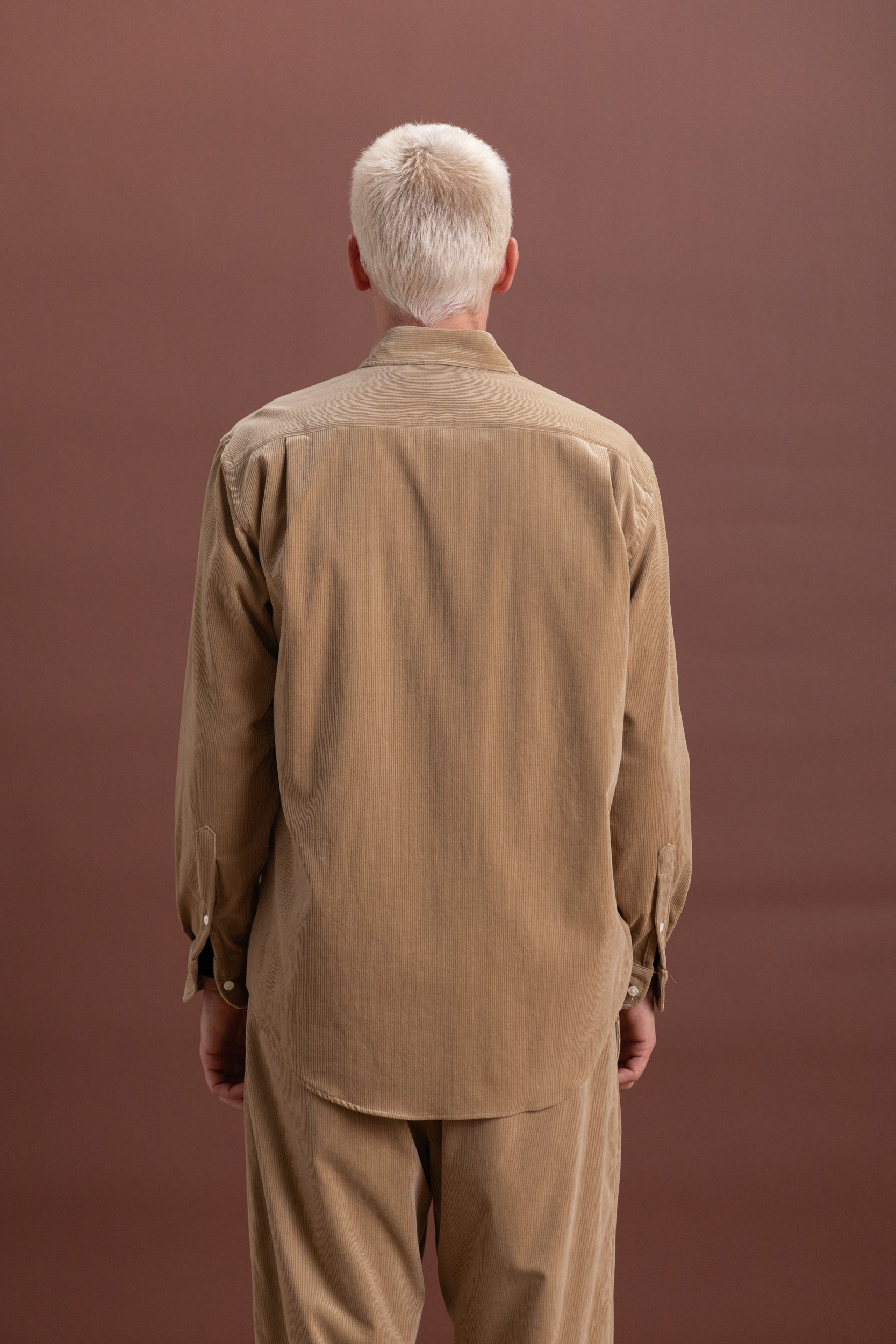 SUVIN CORDUROY REGULAR COLLARED SHIRT IN ALMOND