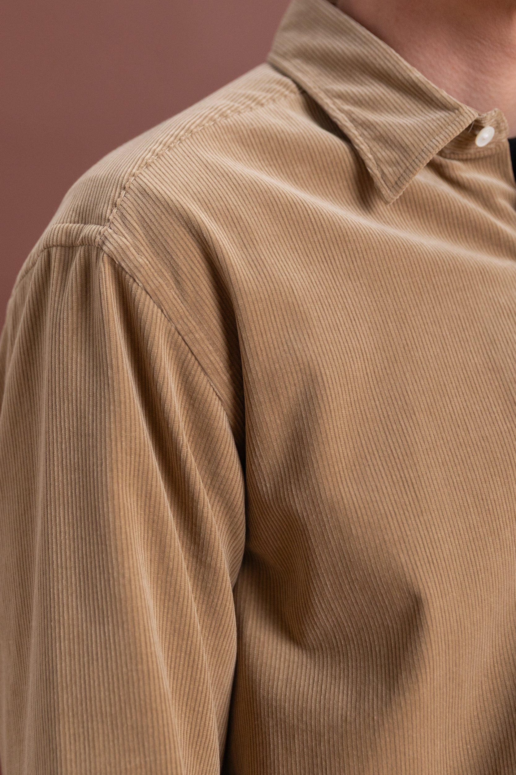 SUVIN CORDUROY REGULAR COLLARED SHIRT IN ALMOND