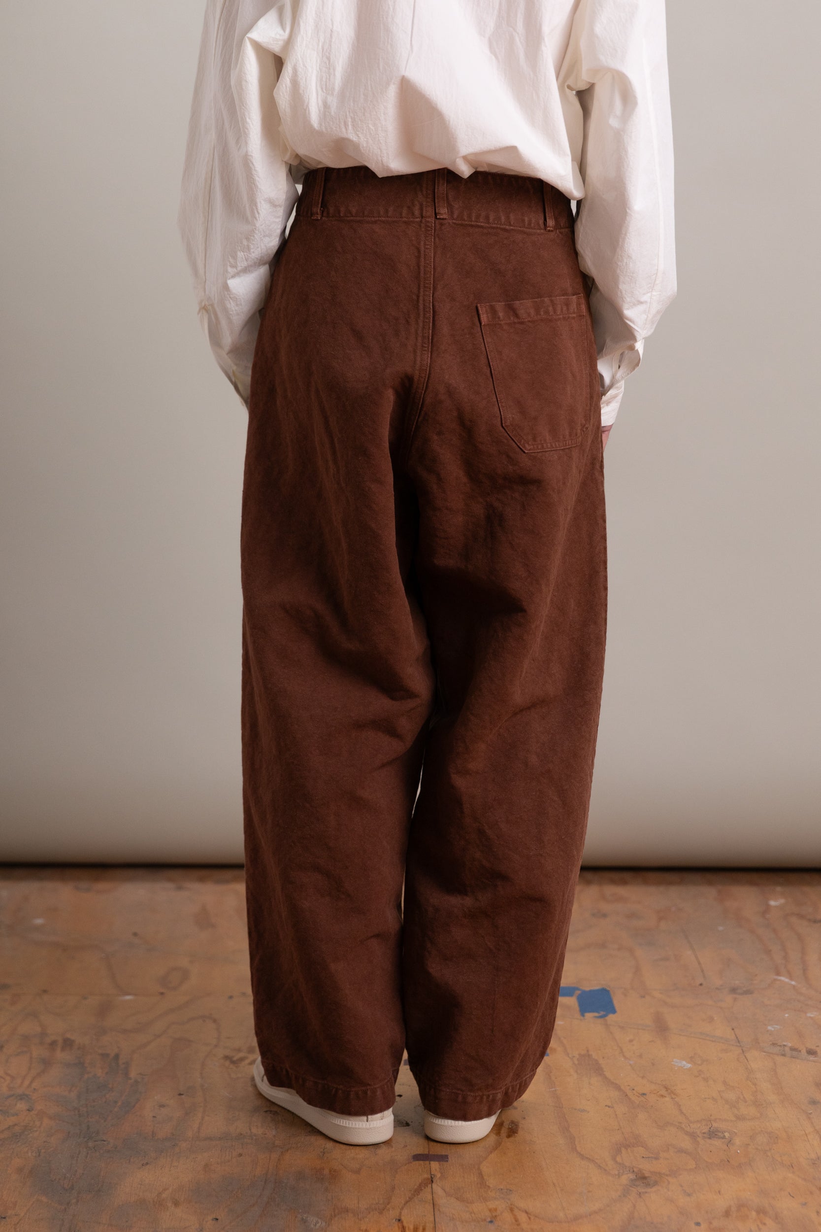 WIDE PANTS IN BROWN HEAVY COTTON HEMP OXFORD