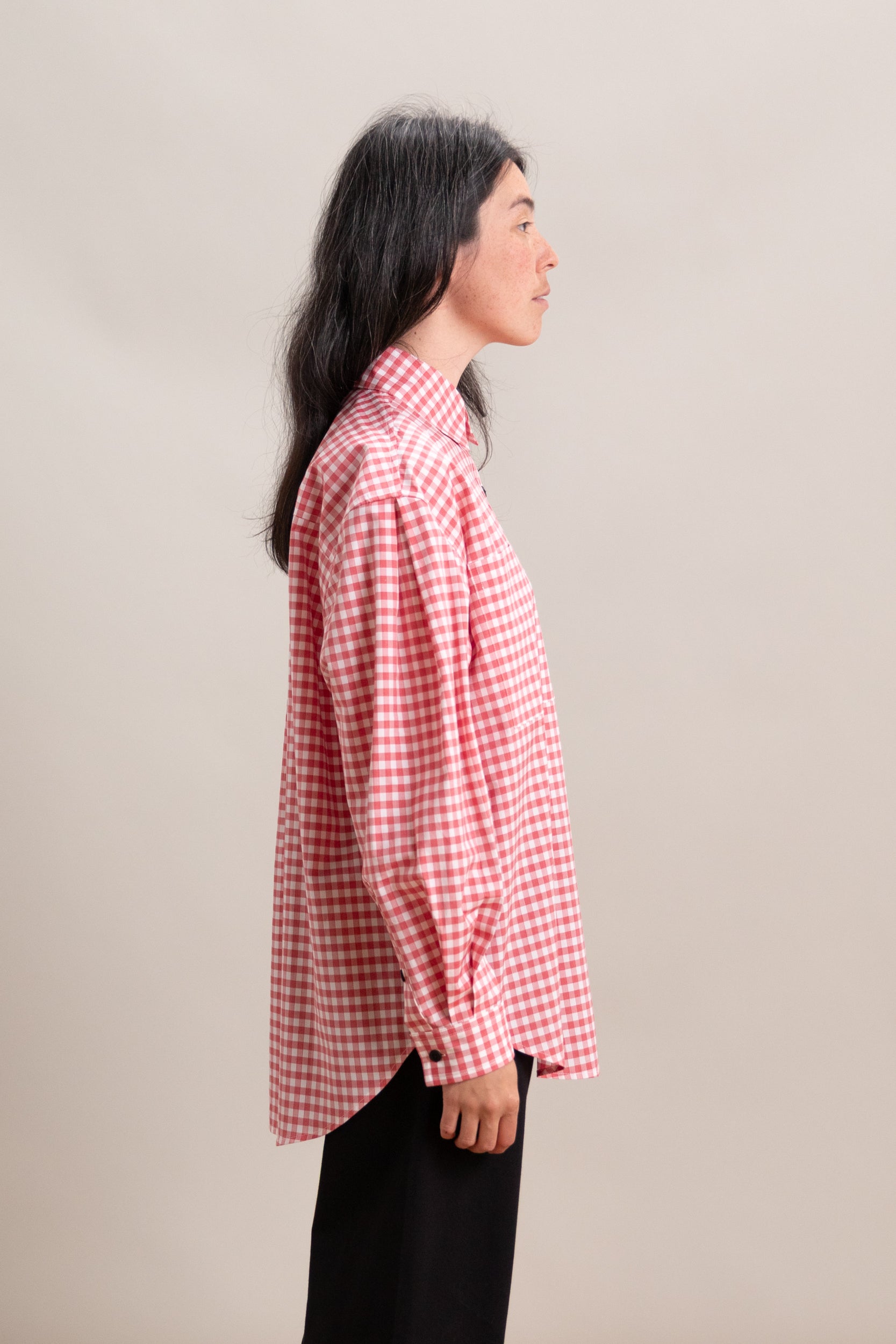 OVERSIZED BIG POCKET SHIRT IN RED GINGHAM