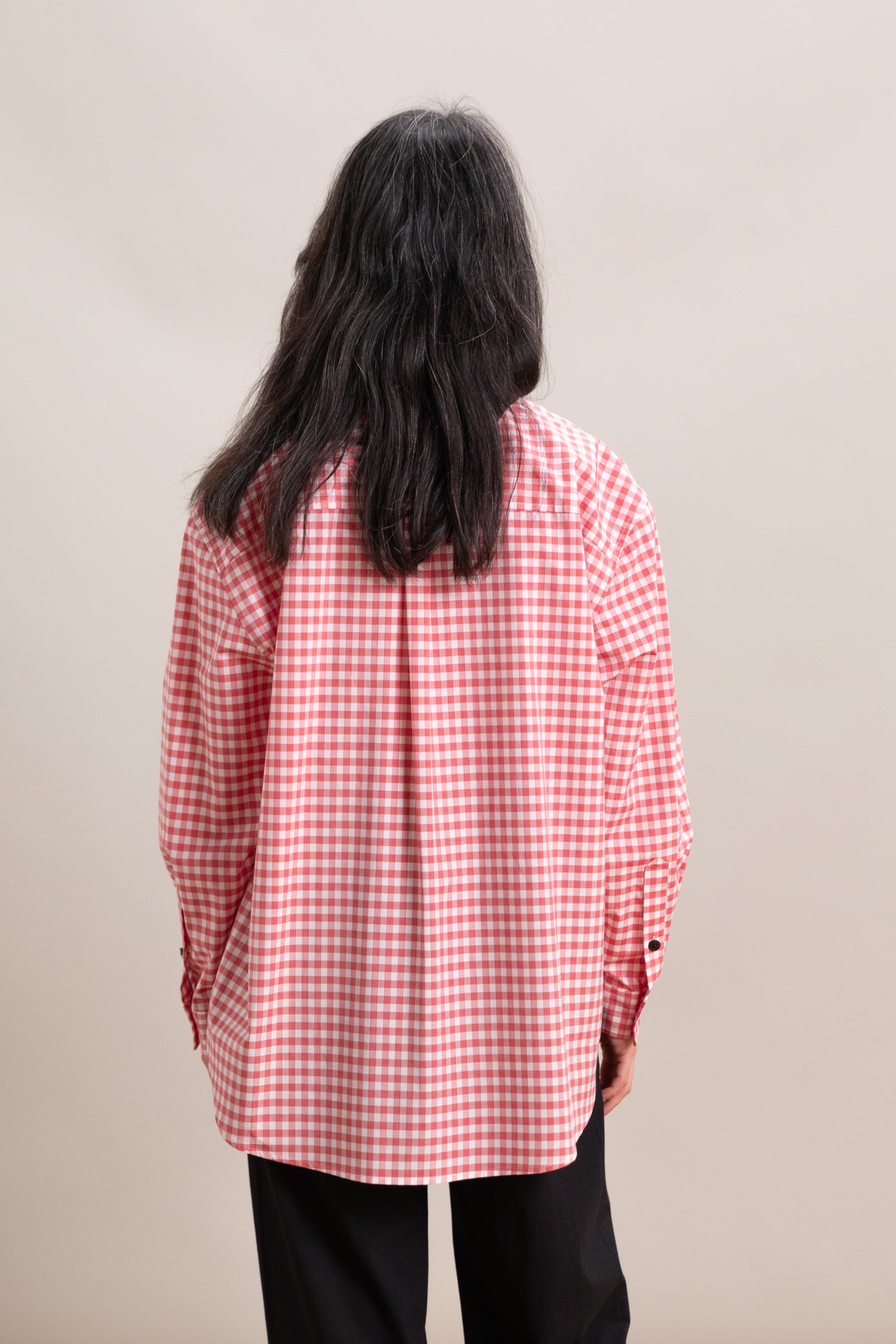 OVERSIZED BIG POCKET SHIRT IN RED GINGHAM