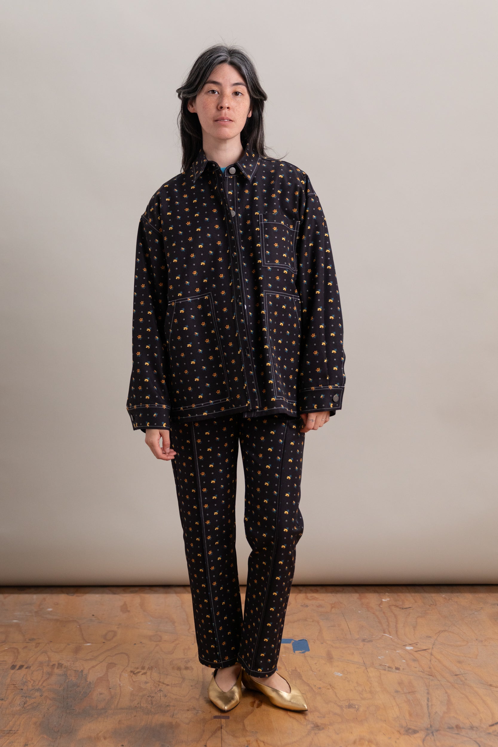 OVERSIZED SHIRT JACKET IN FLORAL CANVAS