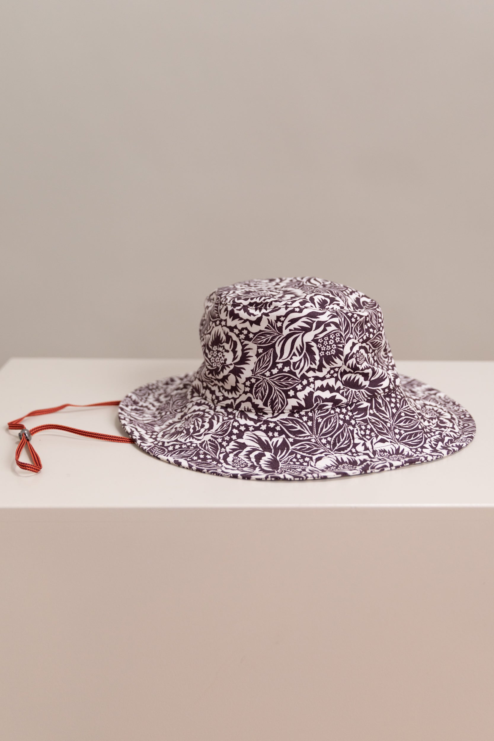 BROWN AND OFF WHITE FLORAL COTTON CANVAS SUNHAT