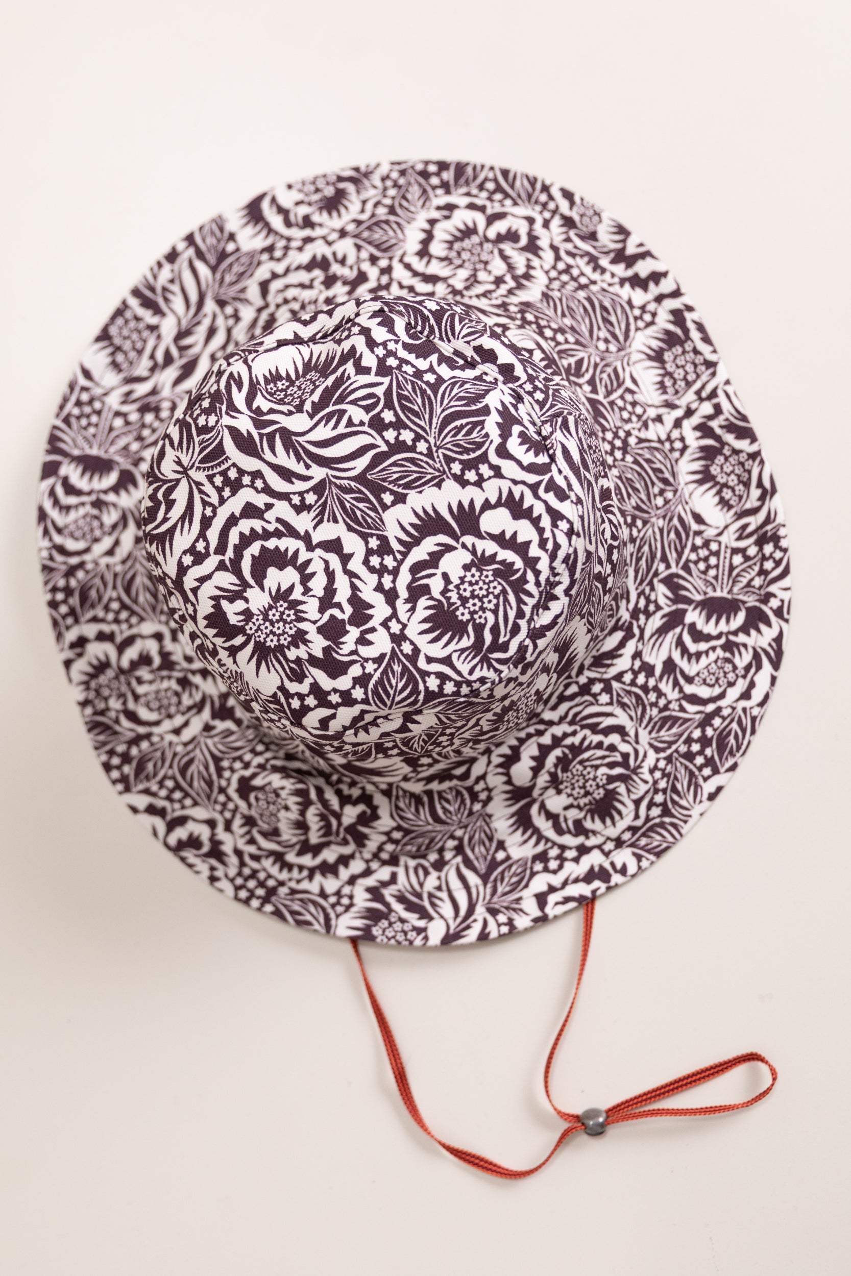 BROWN AND OFF WHITE FLORAL COTTON CANVAS SUNHAT