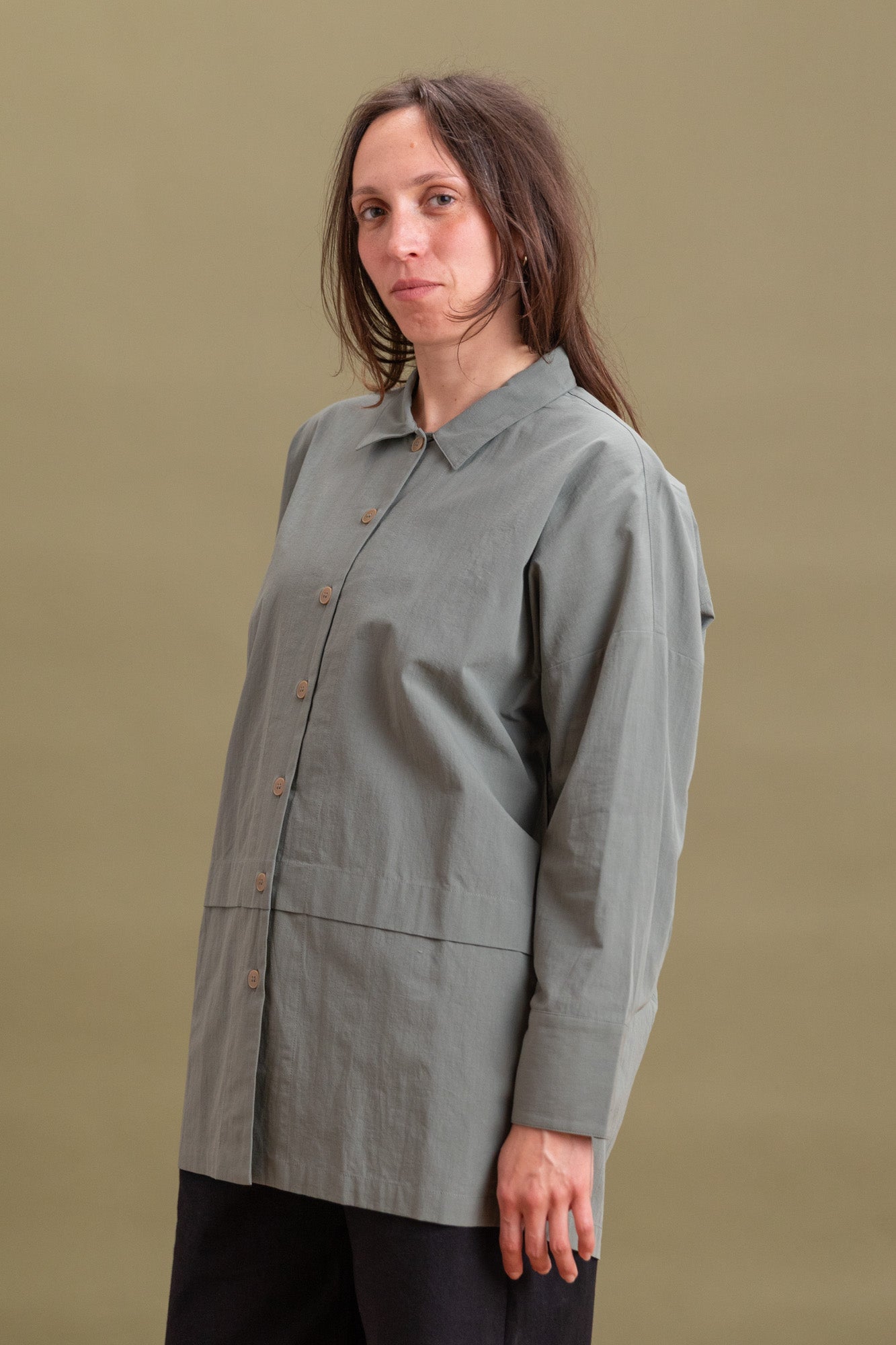 PLEIN LONG SLEEVE SHIRT IN OLIVE