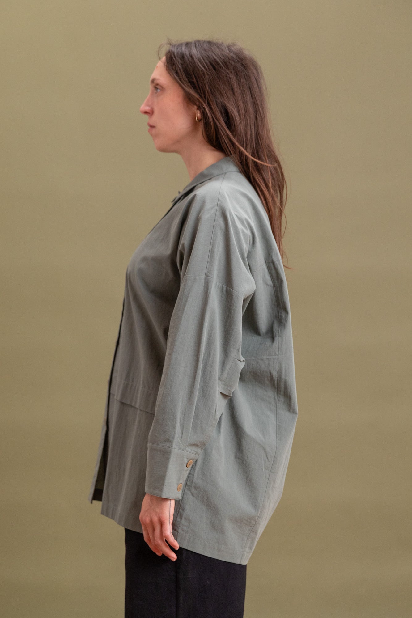 PLEIN LONG SLEEVE SHIRT IN OLIVE