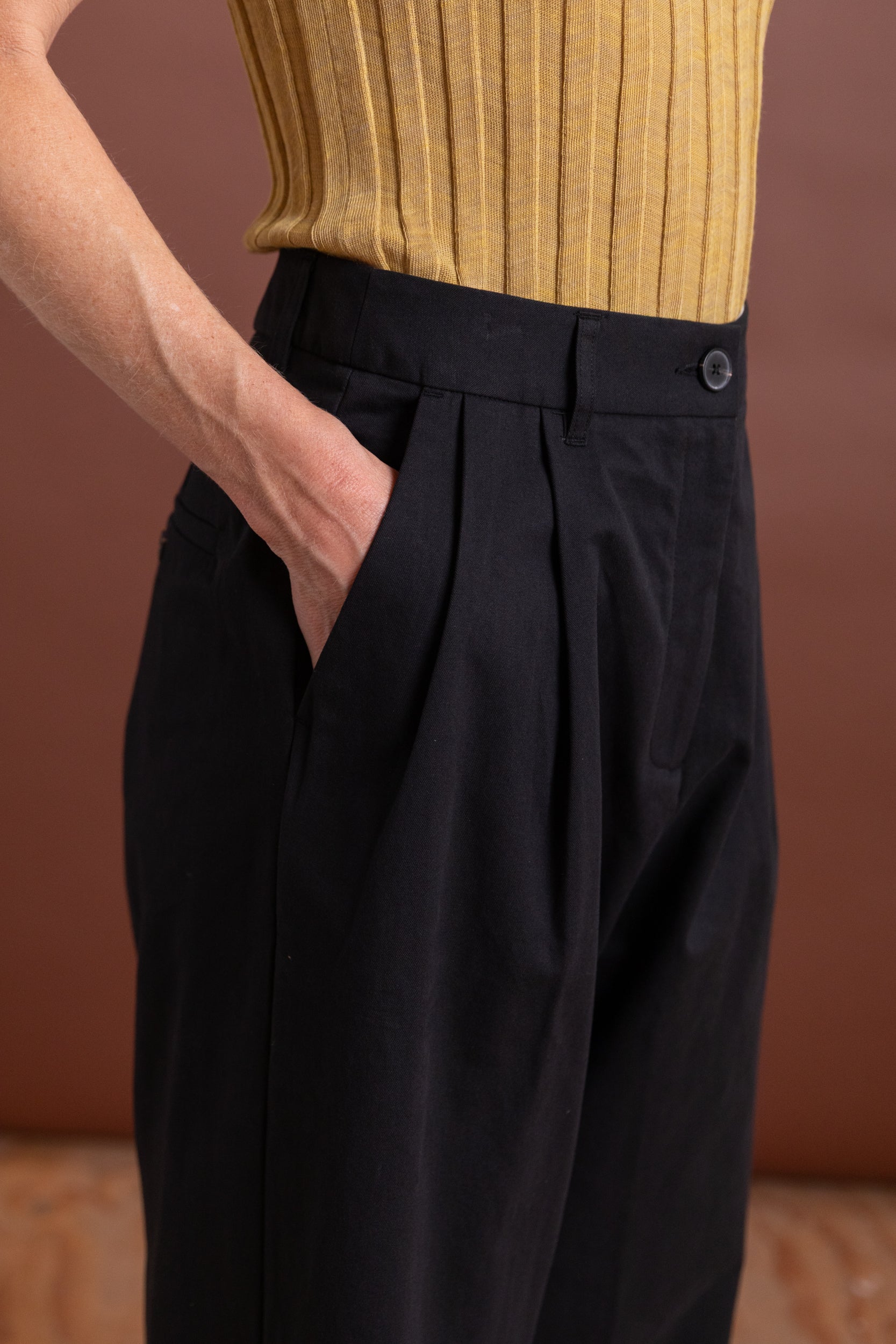 SELENO PLEAT PANT IN BLACK