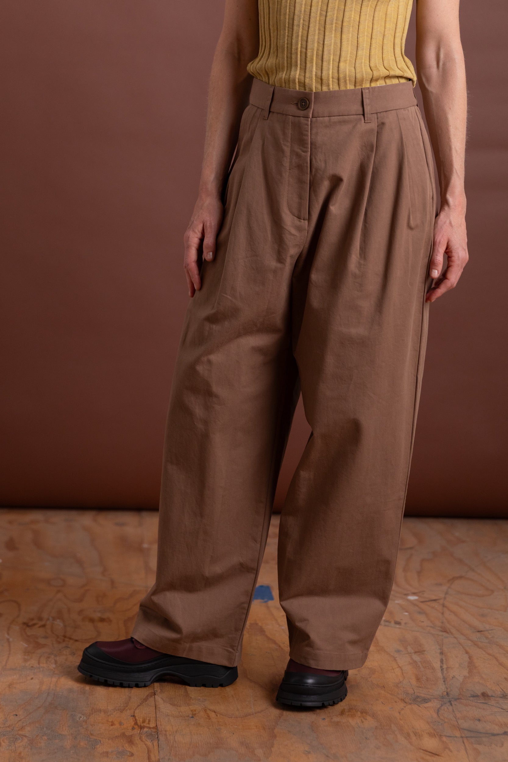 SELENO PLEAT PANT IN CLAY
