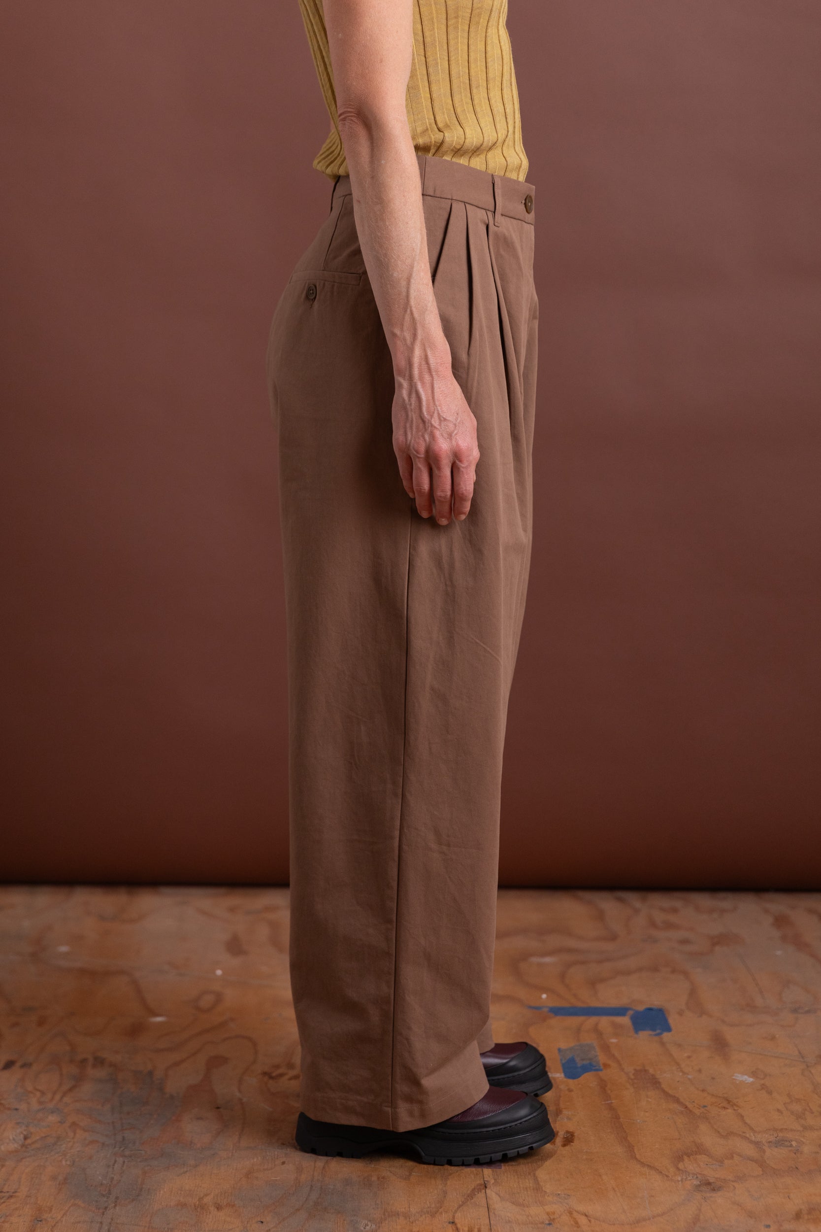 SELENO PLEAT PANT IN CLAY