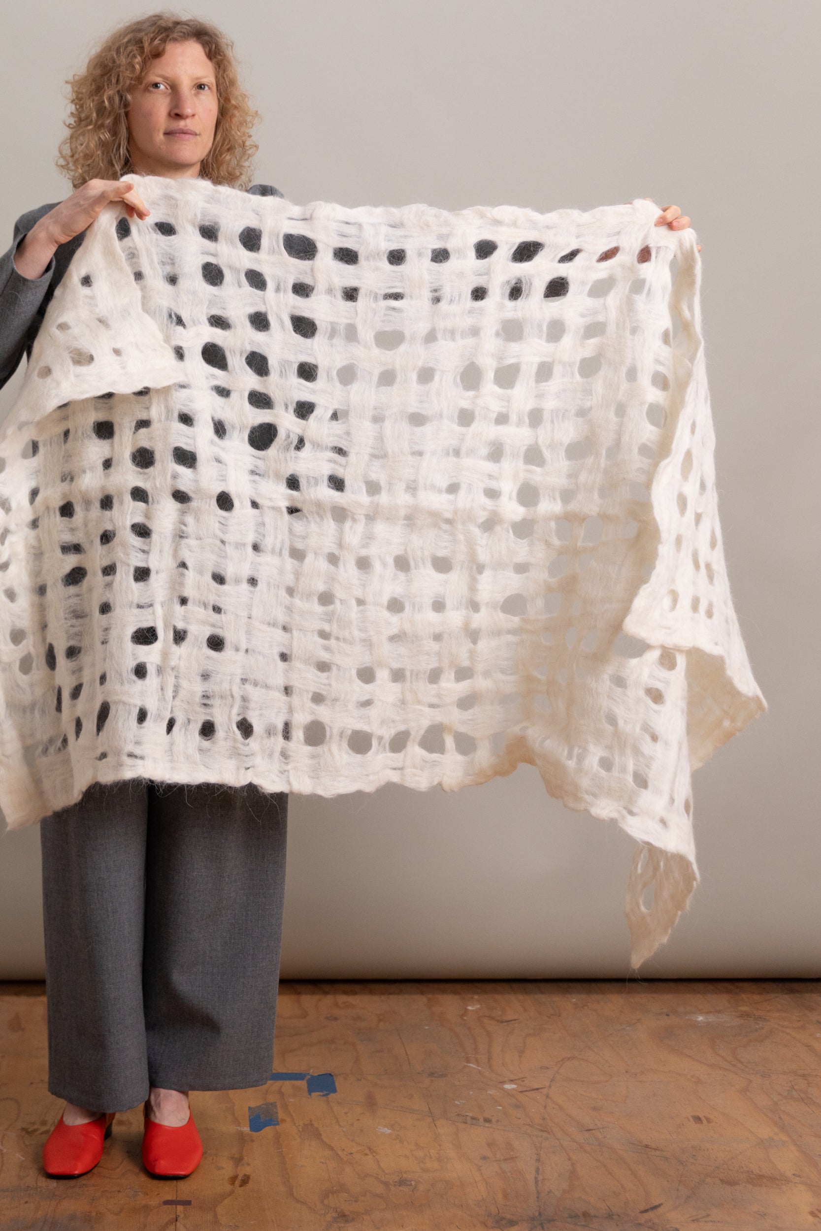FELTED WOOL LATTICE THROW