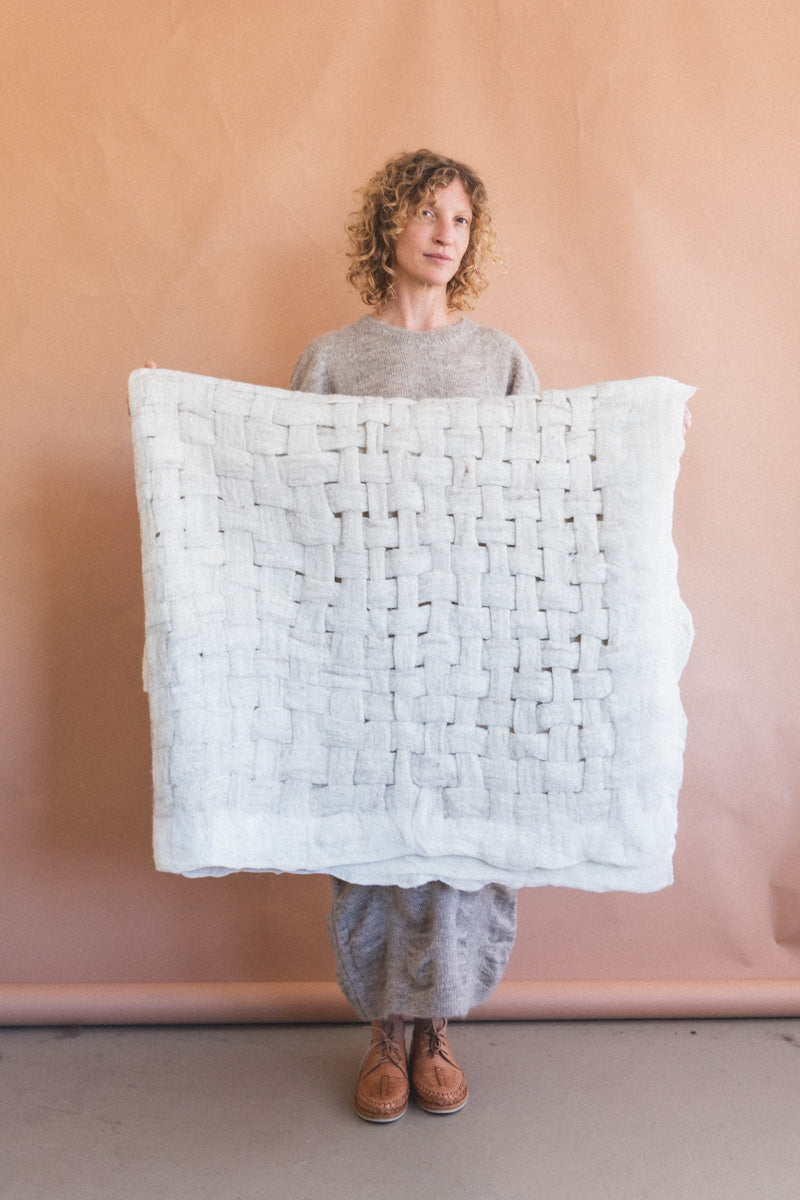 FELTED WOOL LATTICE BLANKET
