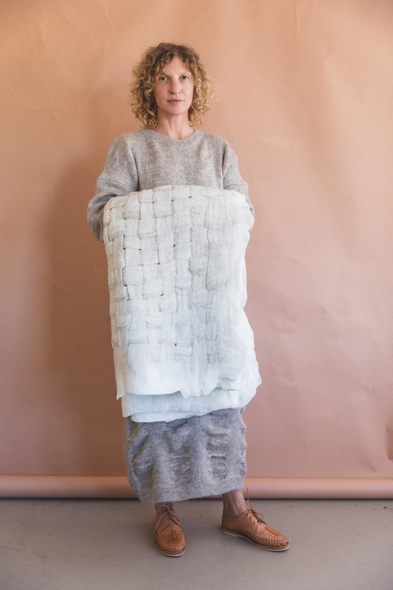 FELTED WOOL LATTICE BLANKET