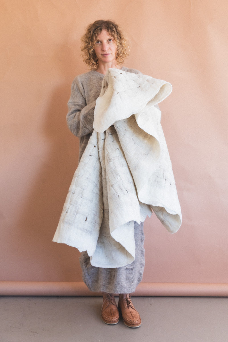 FELTED WOOL LATTICE BLANKET