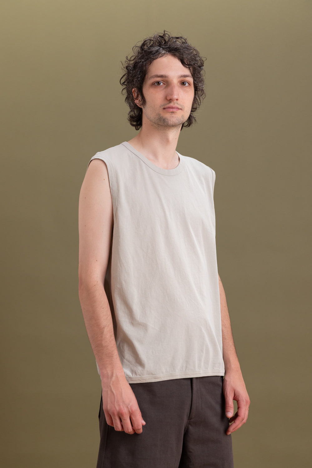 SLEEVELESS TEE SHIRT IN SWISS NATURAL
