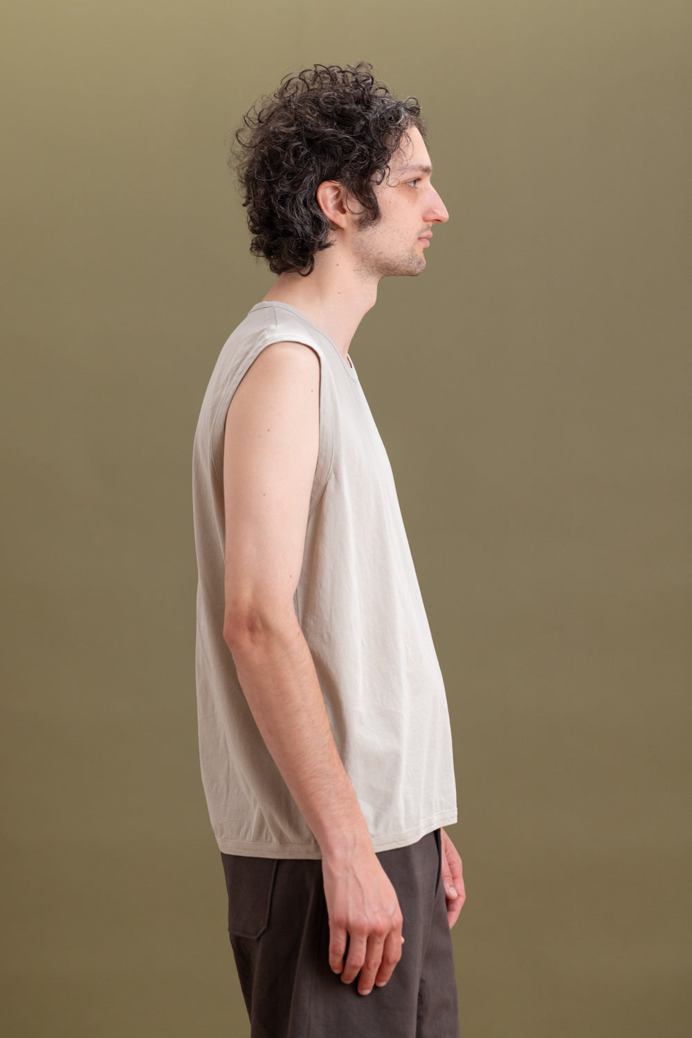 SLEEVELESS TEE SHIRT IN SWISS NATURAL