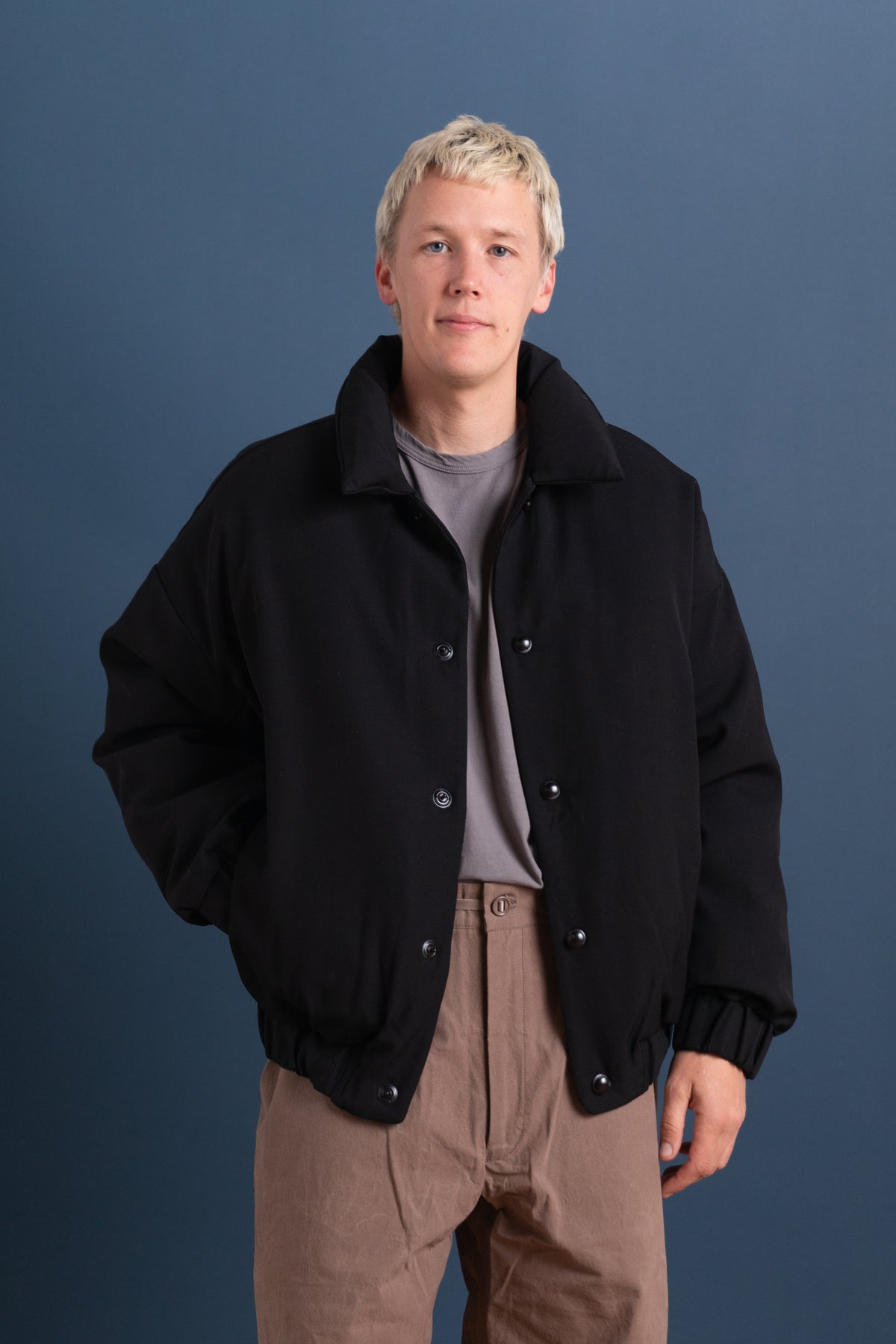 R21 D6 DOUBLE DOWN BLOUSON IN BLACK IMPACT WOOL