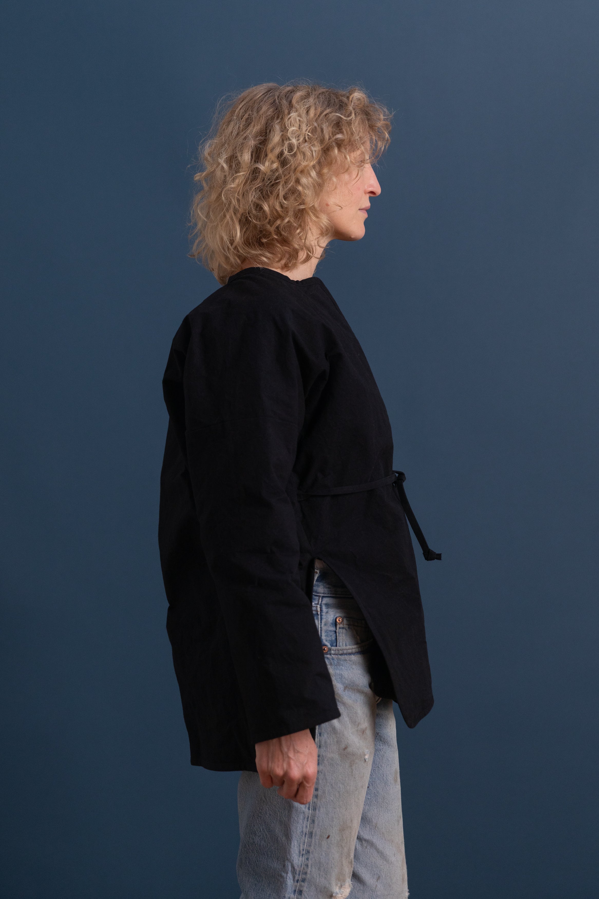 WR21 D7 DOWN CROSS CARDIGAN IN BLACK WAX