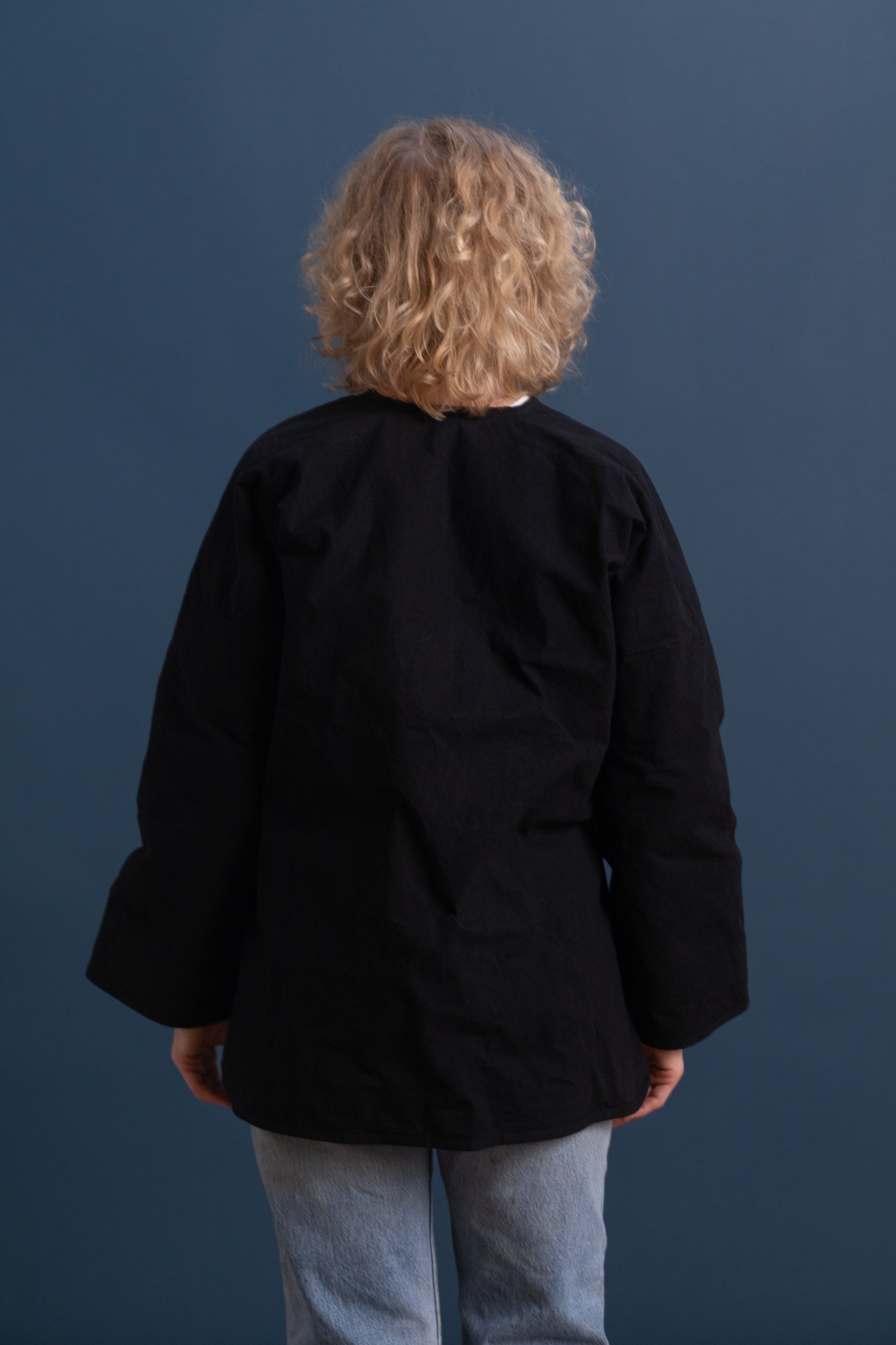 WR21 D7 DOWN CROSS CARDIGAN IN BLACK WAX