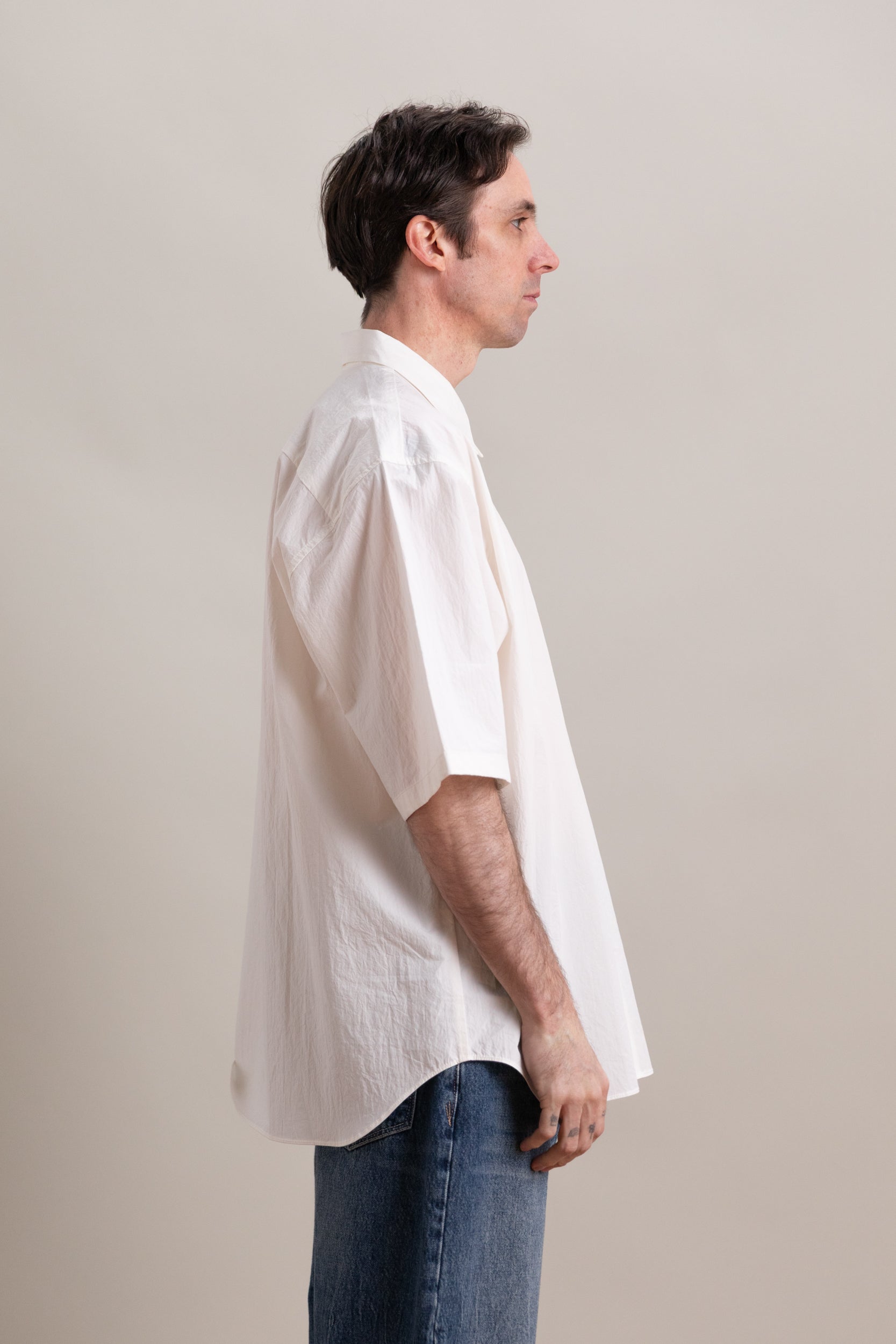 R0S9 SHORT SLEEVE WEATHER SHIRT IN WHITE 160 CRUNCH