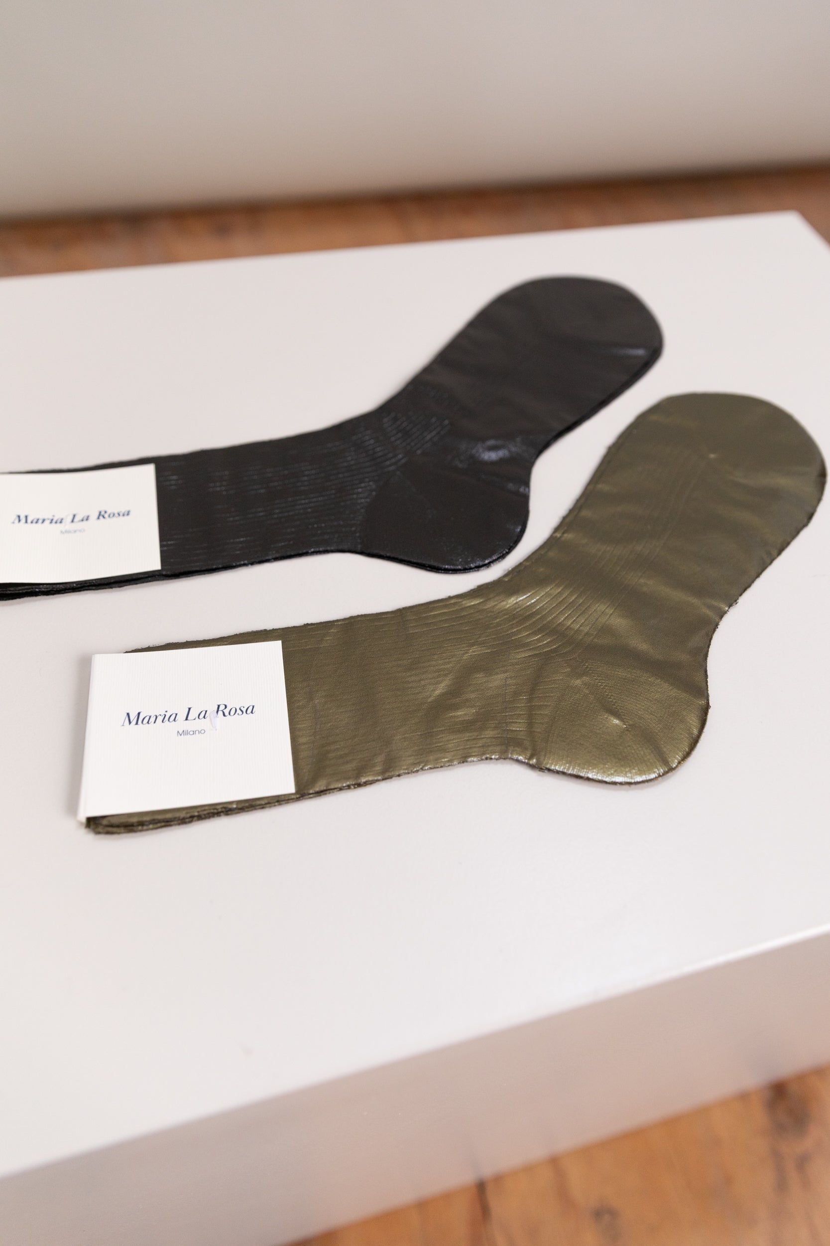 ONE RIBBED LAMINATE SOCKS IN BLACK